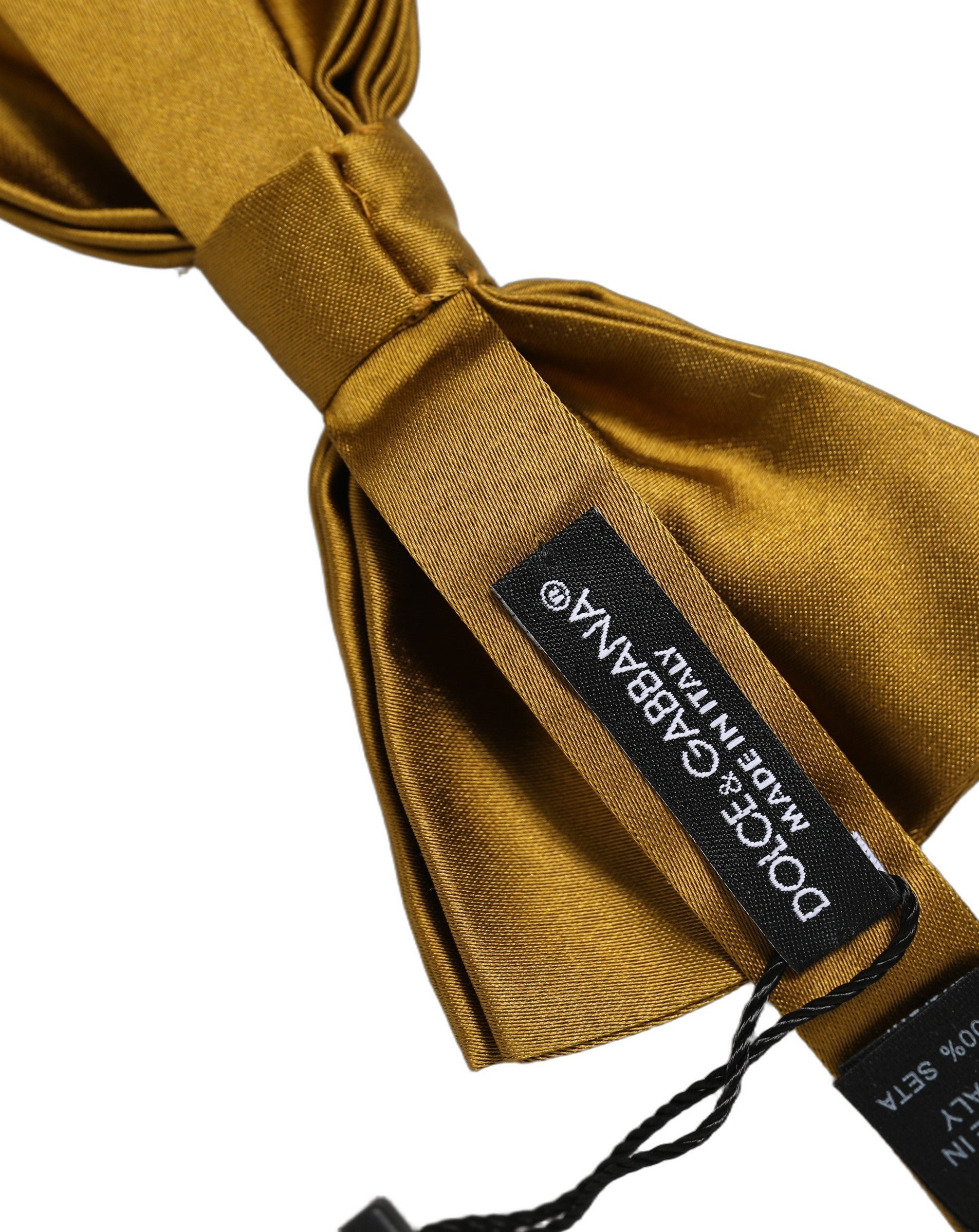 Dolce & Gabbana Men Mustard 100% Silk Adjustable Neck Papillon Bow Tie