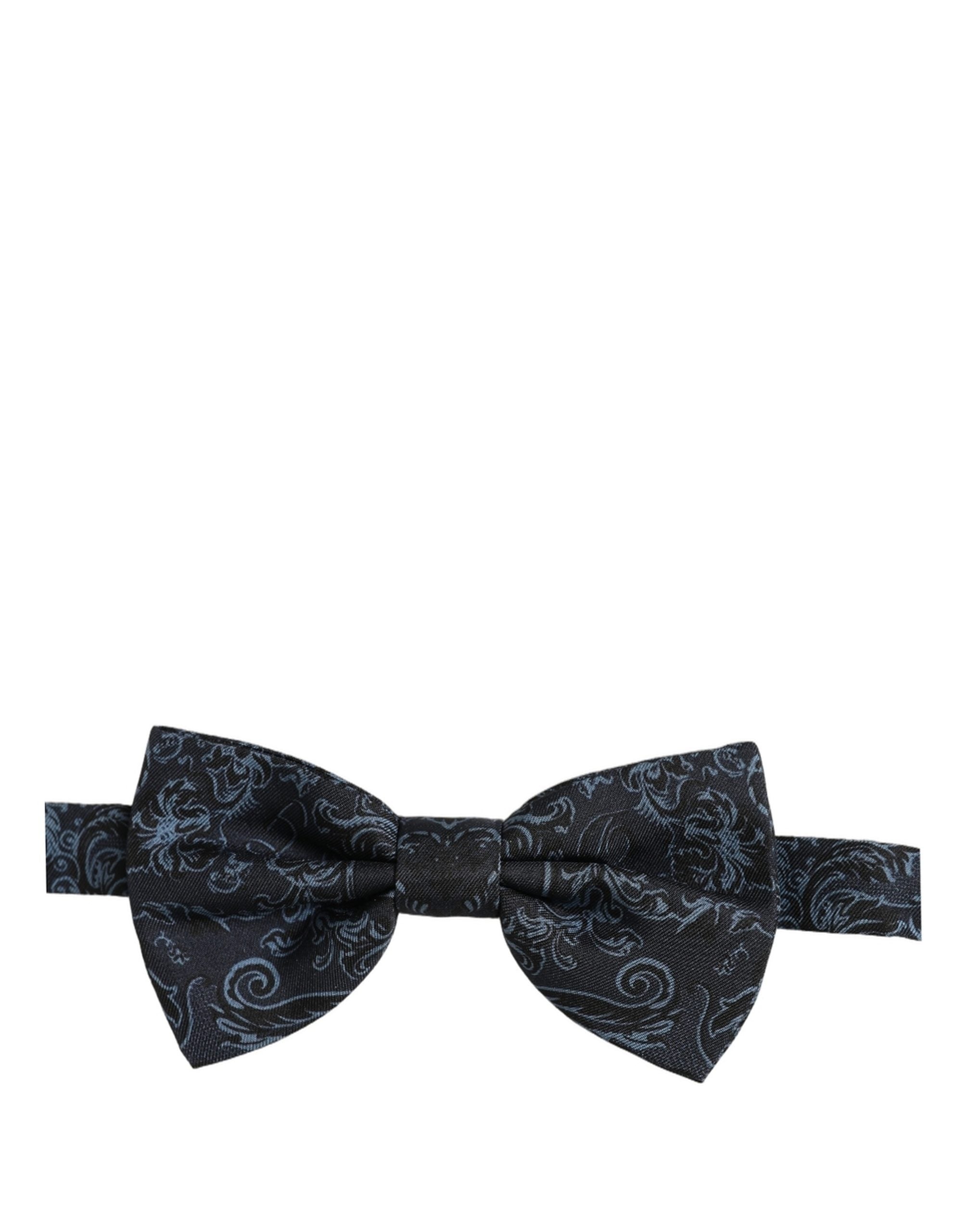 Dolce & Gabbana Men Black Blue Paisley Adjustable Neck Papillon Bow Tie