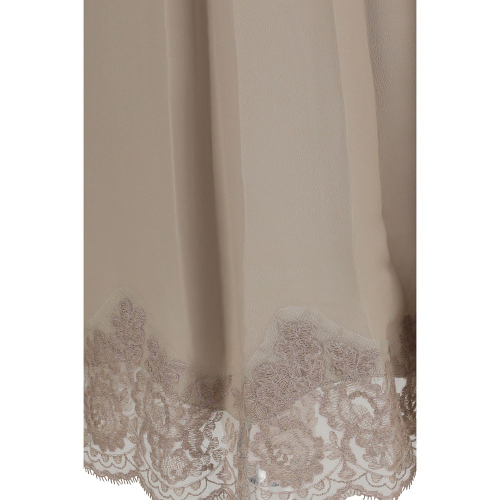 P.A.R.O.S.H. Beige Acetate Midi Skirt