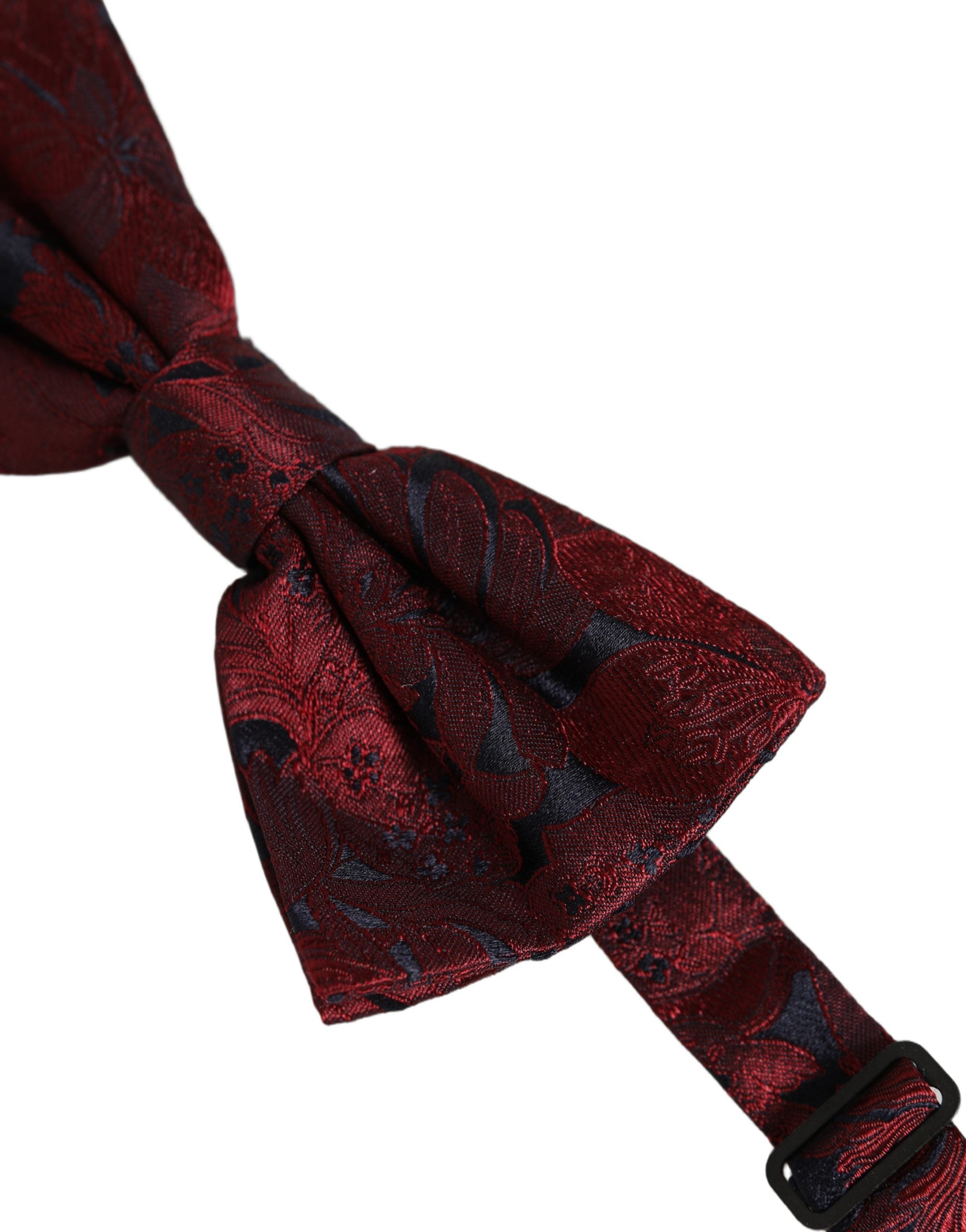 Dolce & Gabbana Men Maroon Paisley SIlk Adjustable Neck Papillon Bow Tie