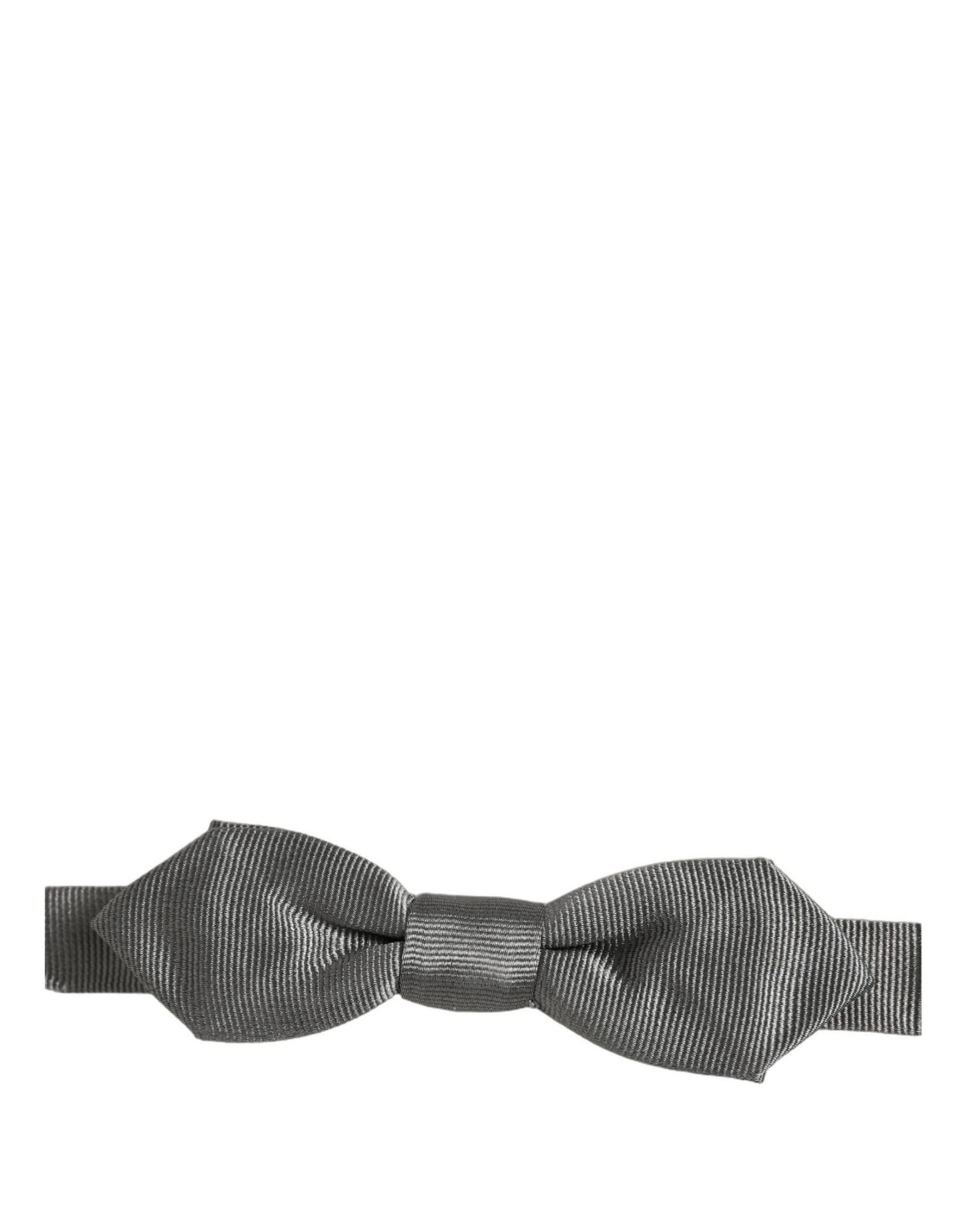 Dolce & Gabbana Men Gray 100% Silk Adjustable Neck Papillon Bow Tie