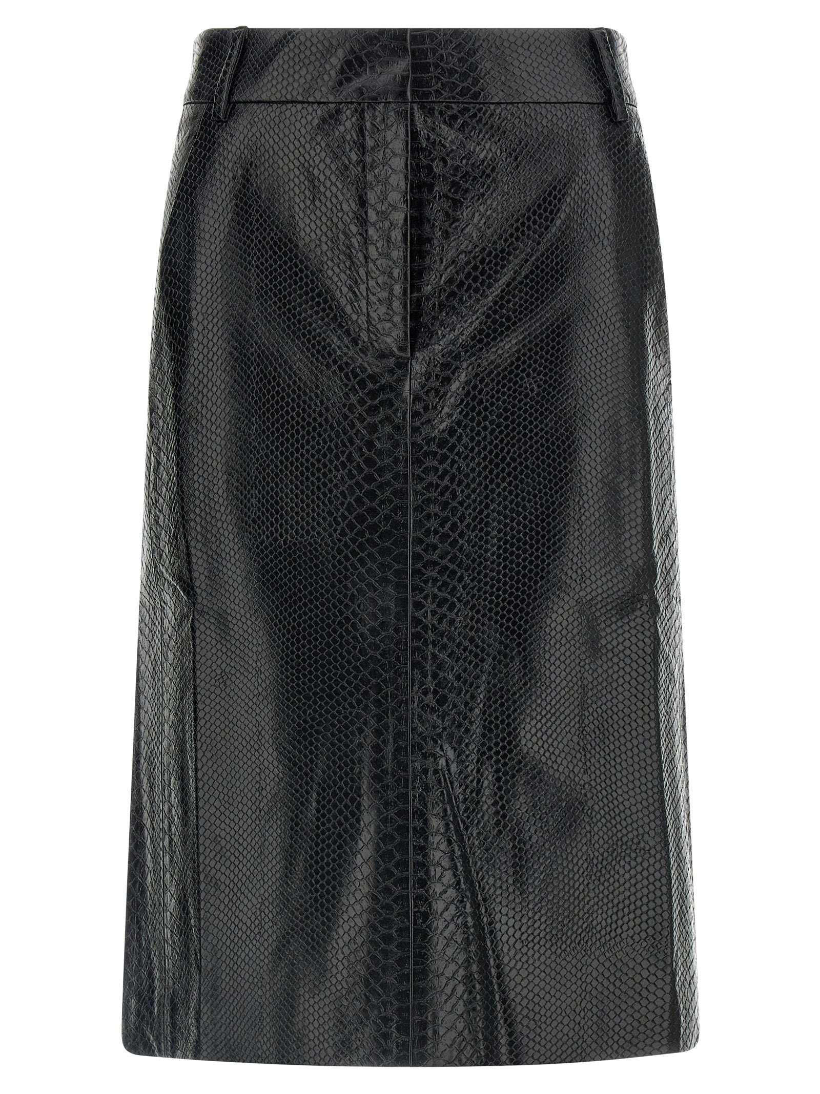 The Andamane Black Polyethylene Midi Skirt