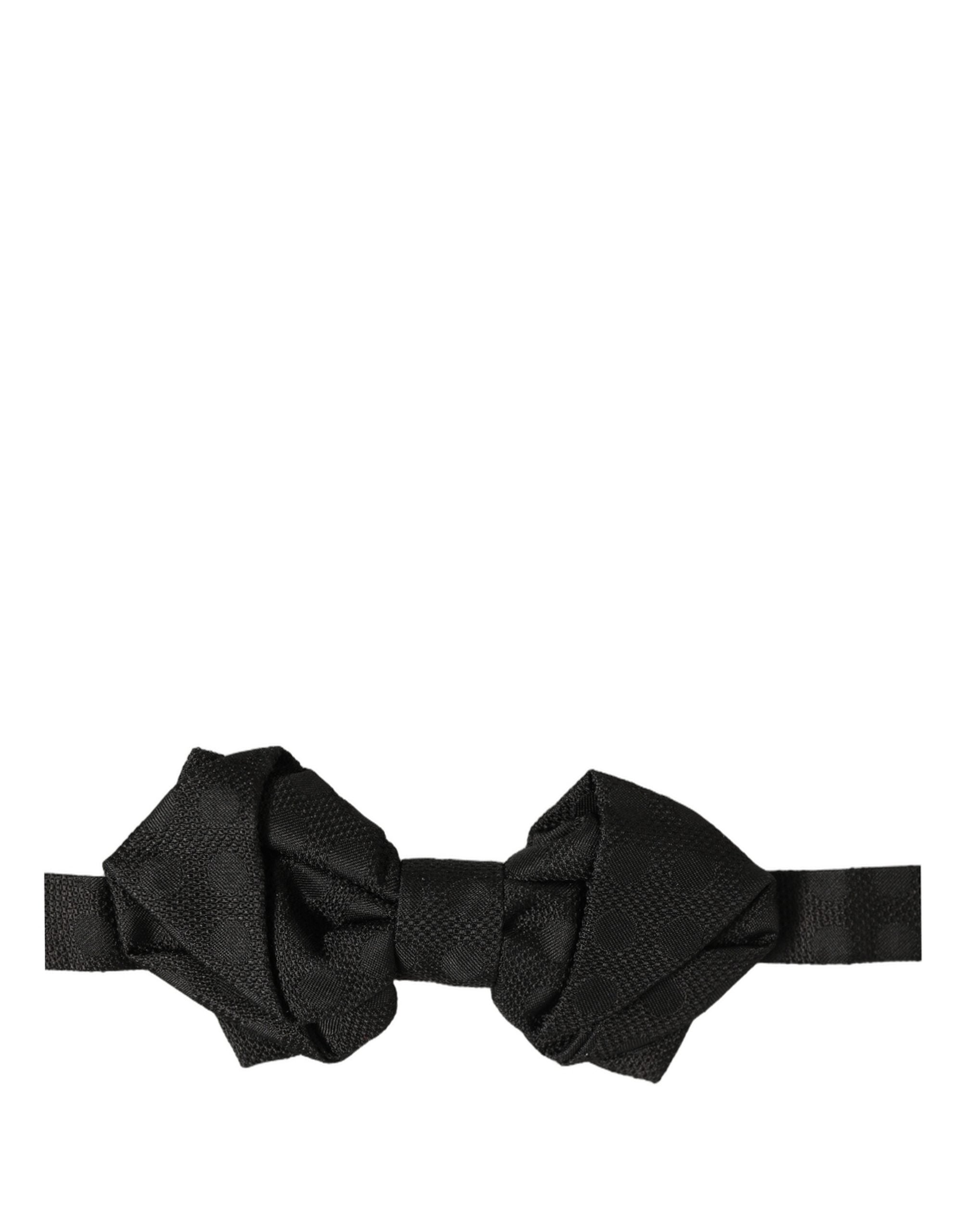 Dolce & Gabbana Men Black 100% Silk Adjustable Neck Papillon Bow Tie