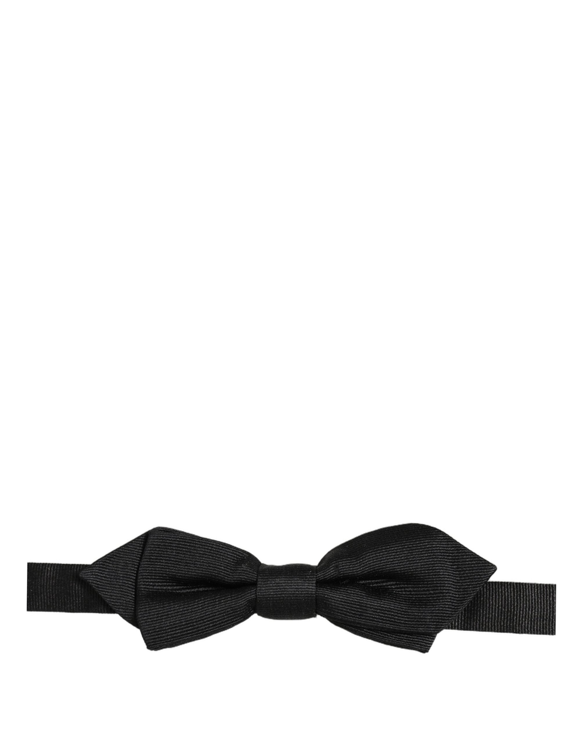 Dolce & Gabbana Men Black 100% Silk Adjustable Neck Papillon Bow Tie