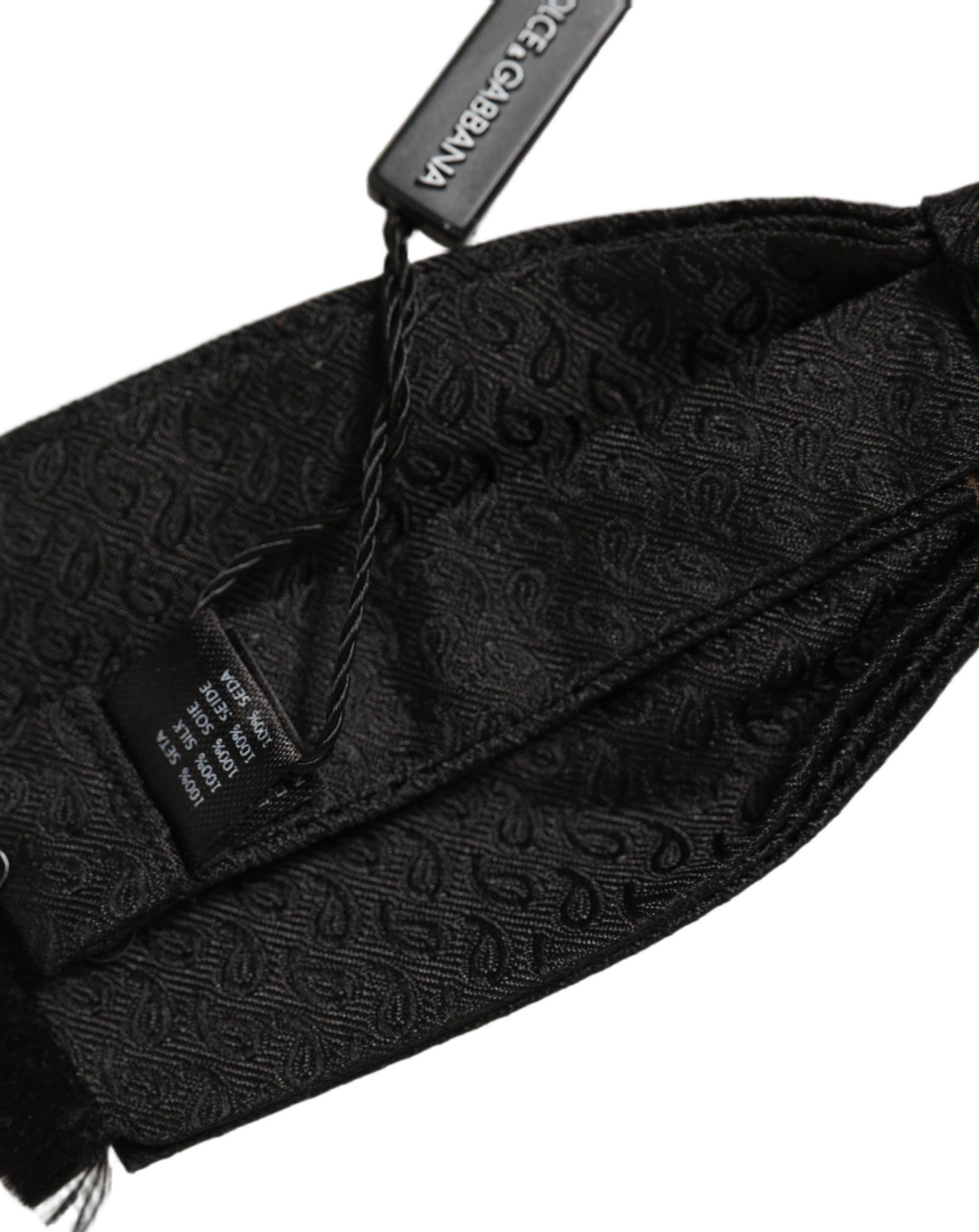Dolce & Gabbana Men Black 100% SIlk Adjustable Neck Papillon Bow Tie