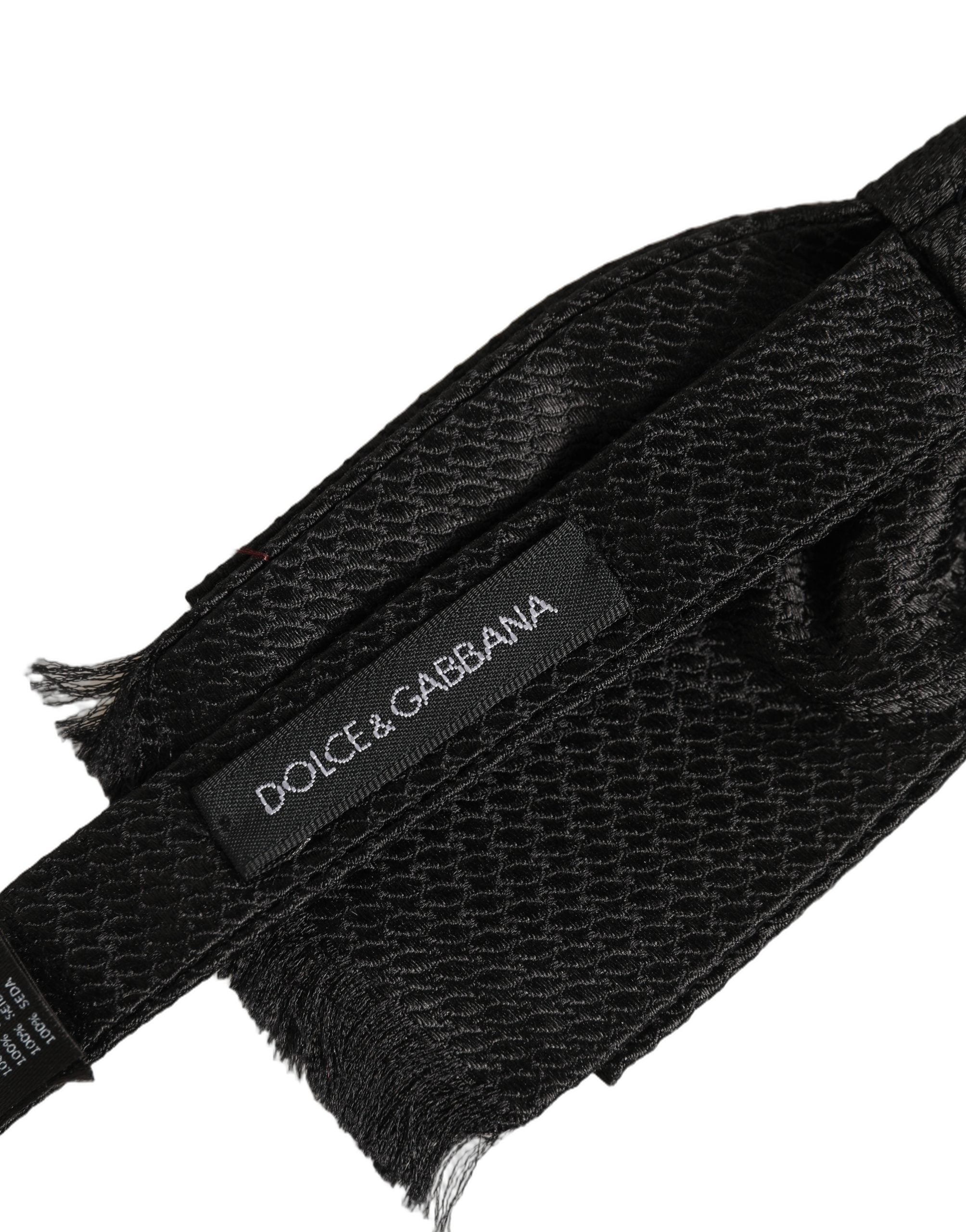 Dolce & Gabbana Men Black 100% SIlk Adjustable Neck Papillon Bow Tie