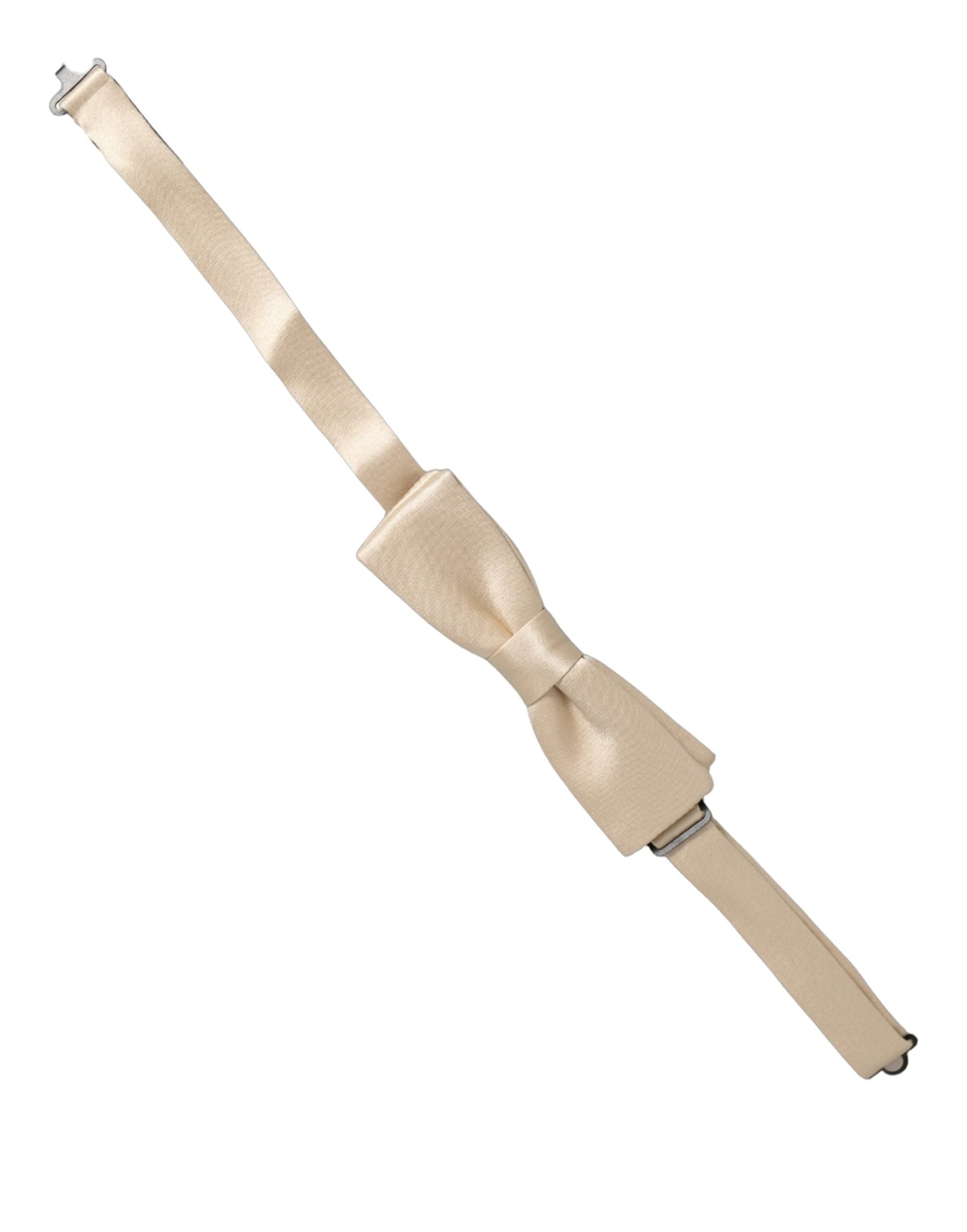 Dolce & Gabbana Men Beige 100% Silk Adjustable Neck Papillon Bow Tie