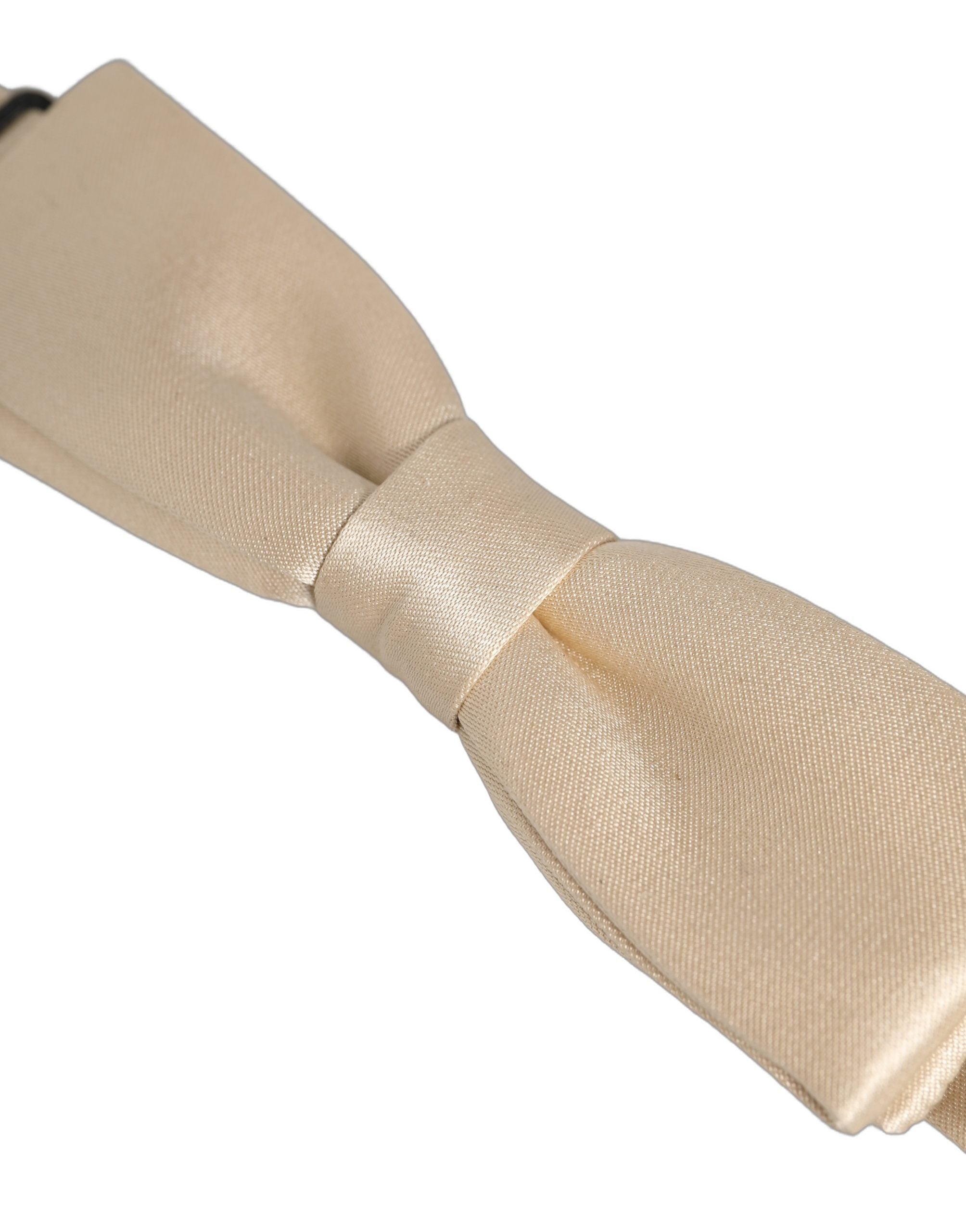 Dolce & Gabbana Men Beige 100% Silk Adjustable Neck Papillon Bow Tie