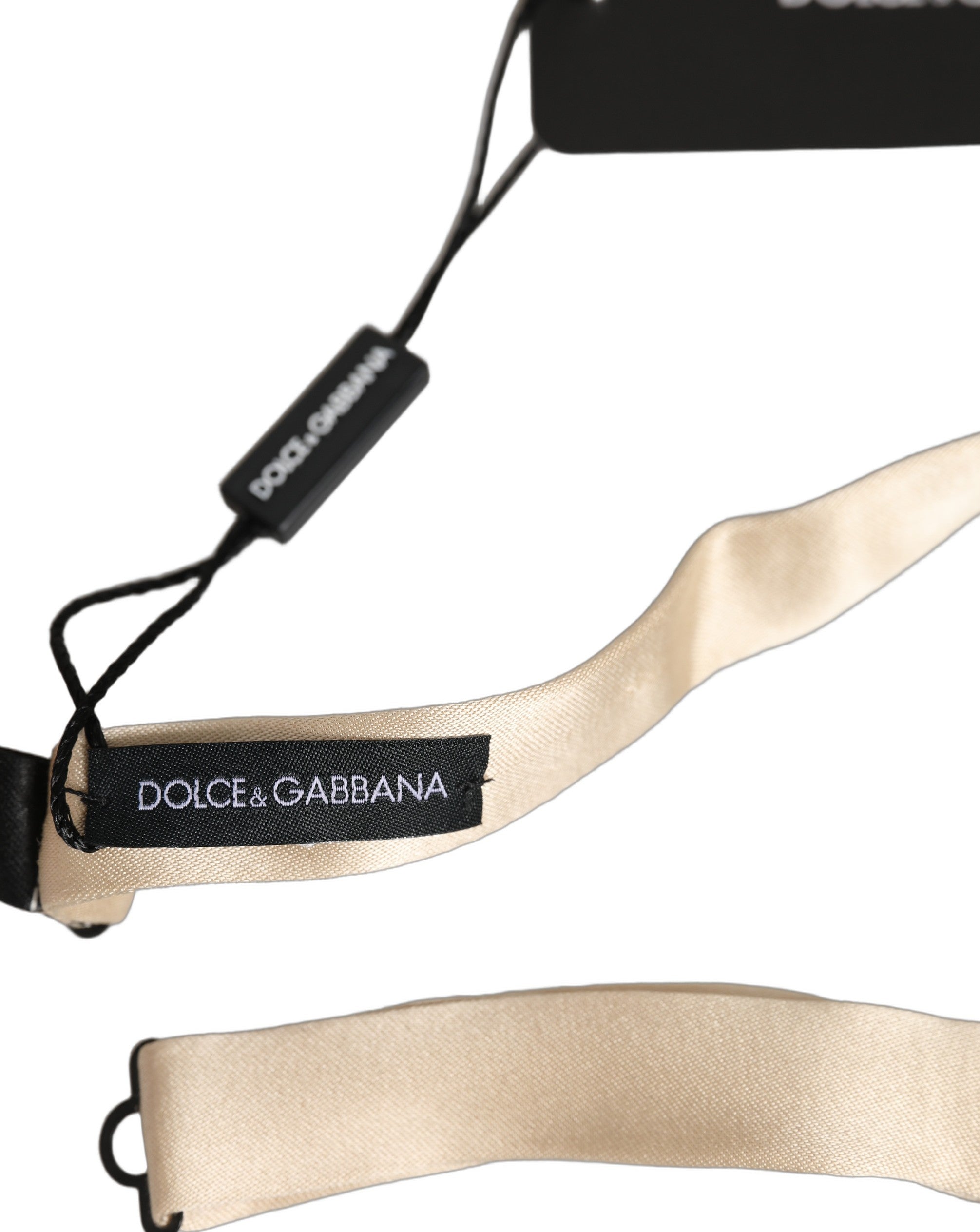 Dolce & Gabbana Men Beige 100% Silk Adjustable Neck Papillon Bow Tie
