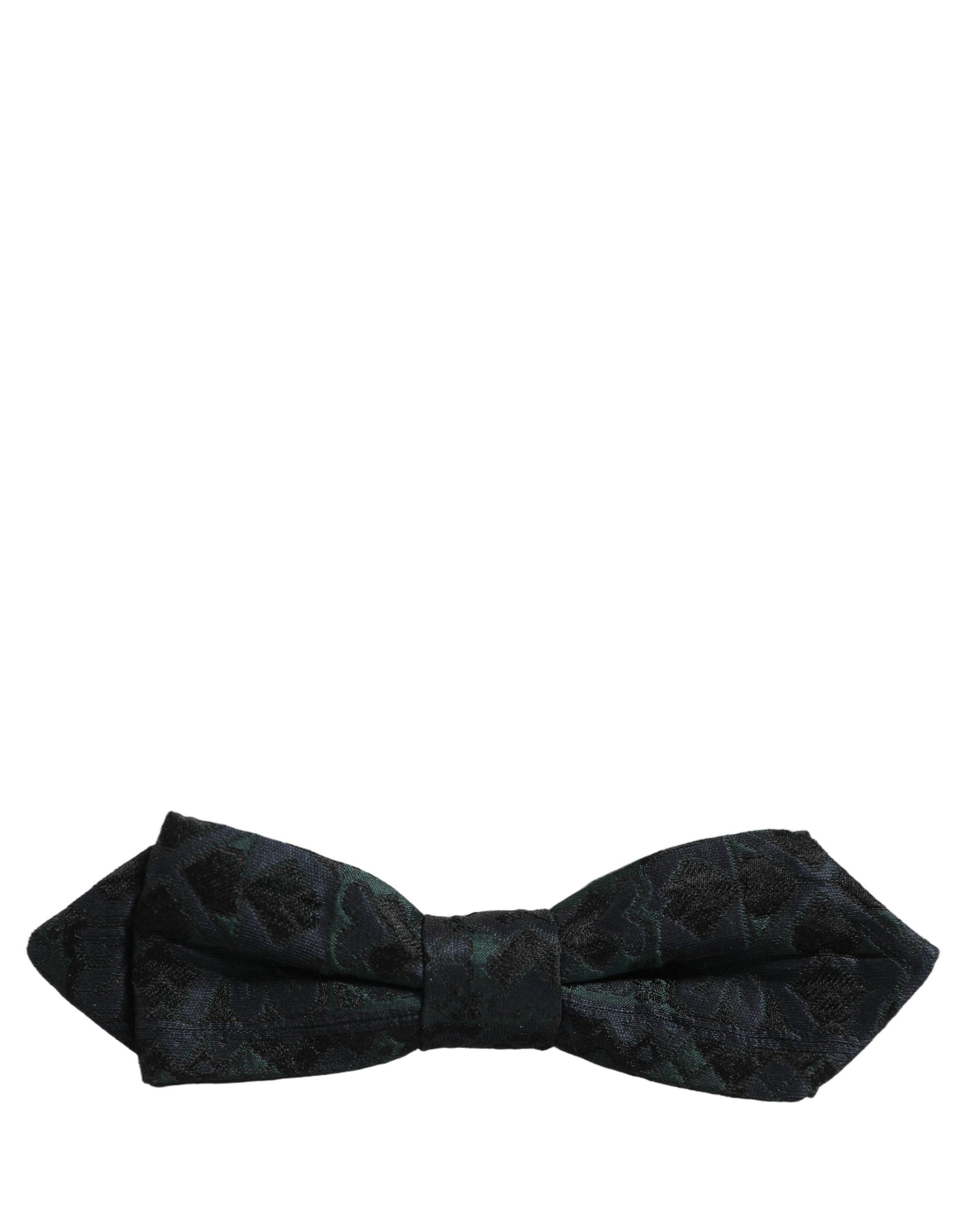 Dolce & Gabbana Men Black Green Paisley Adjustable Neck Papillon Bow Tie