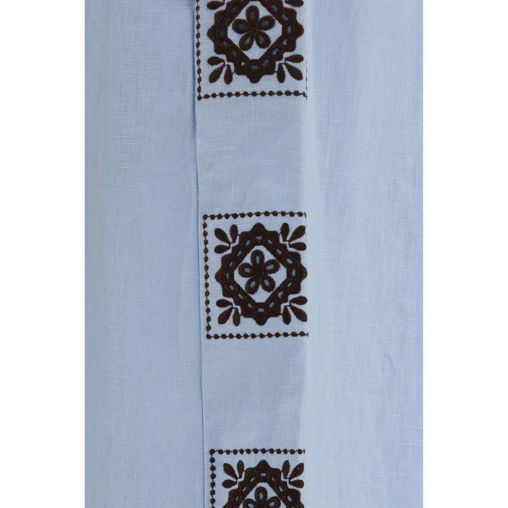 Alemais Blue Linen Casual Pants