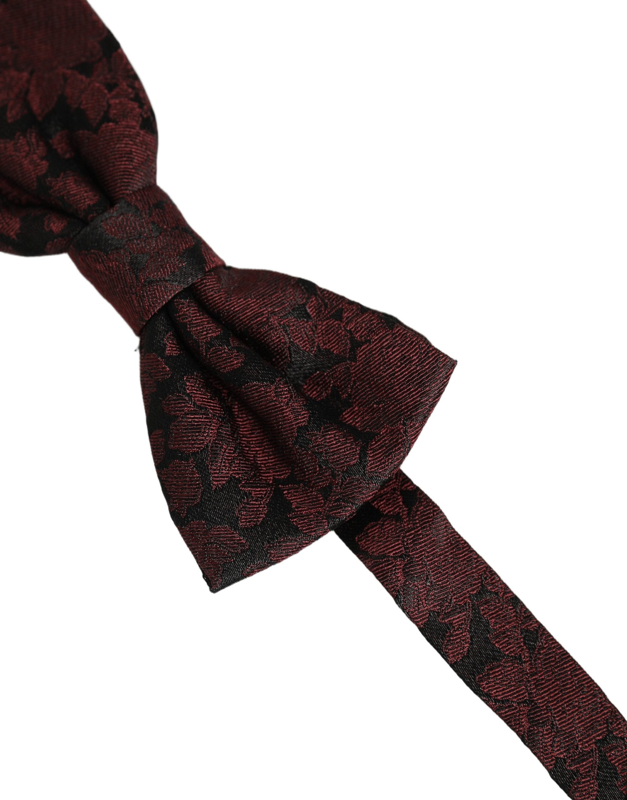 Dolce & Gabbana Men Maroon Floral Silk Adjustable Neck Bow Tie