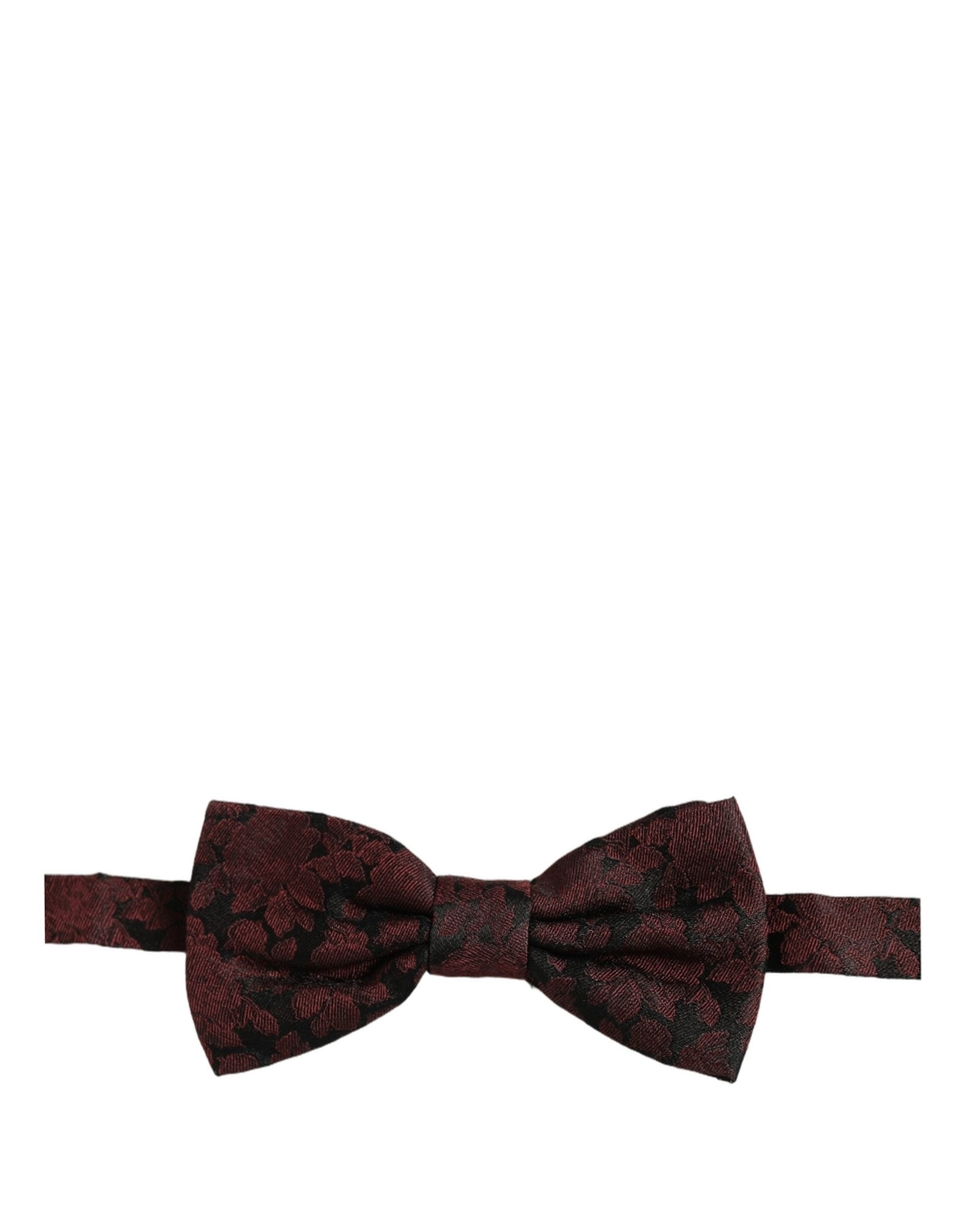 Dolce & Gabbana Men Maroon Floral Silk Adjustable Neck Bow Tie