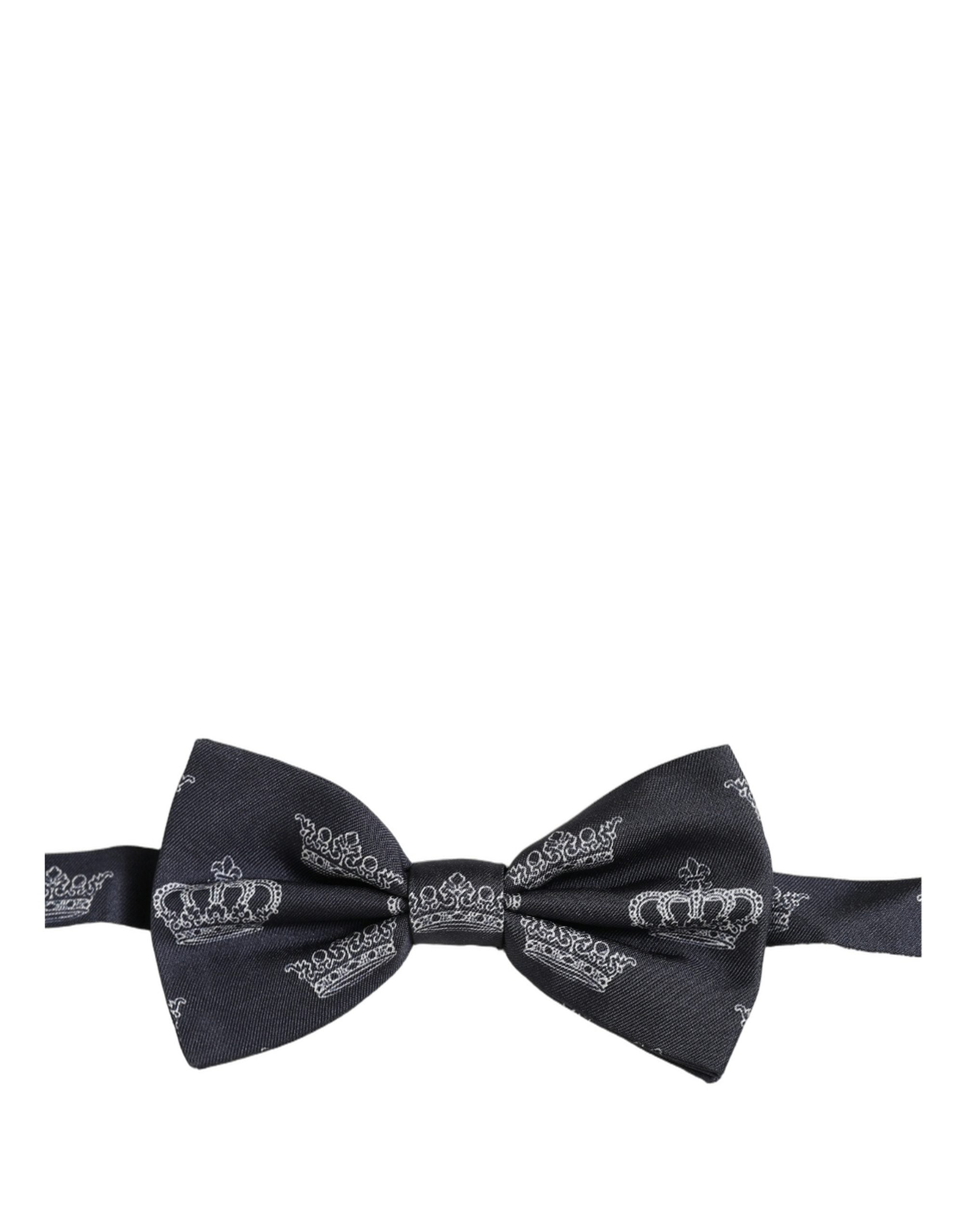 Dolce & Gabbana Men Black Crown Silk Adjustable Neck Papillon Bow Tie