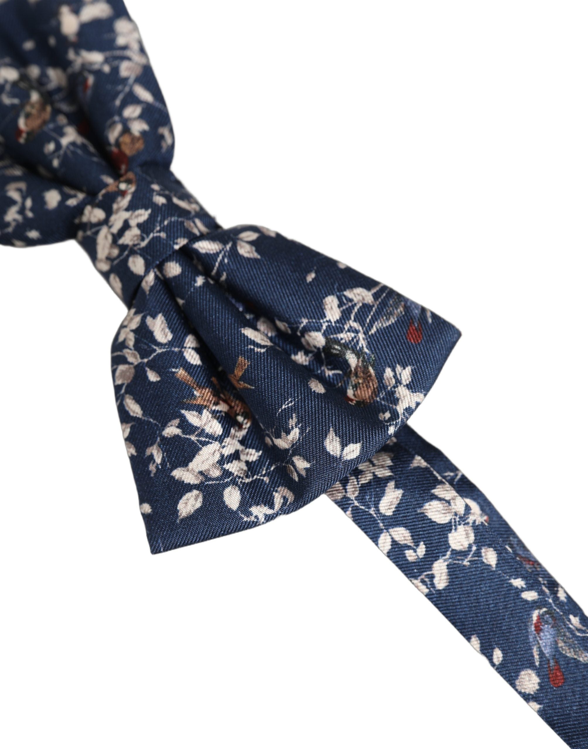 Dolce & Gabbana Men Navy Blue Floral Adjustable Neck Papillon Bow Tie