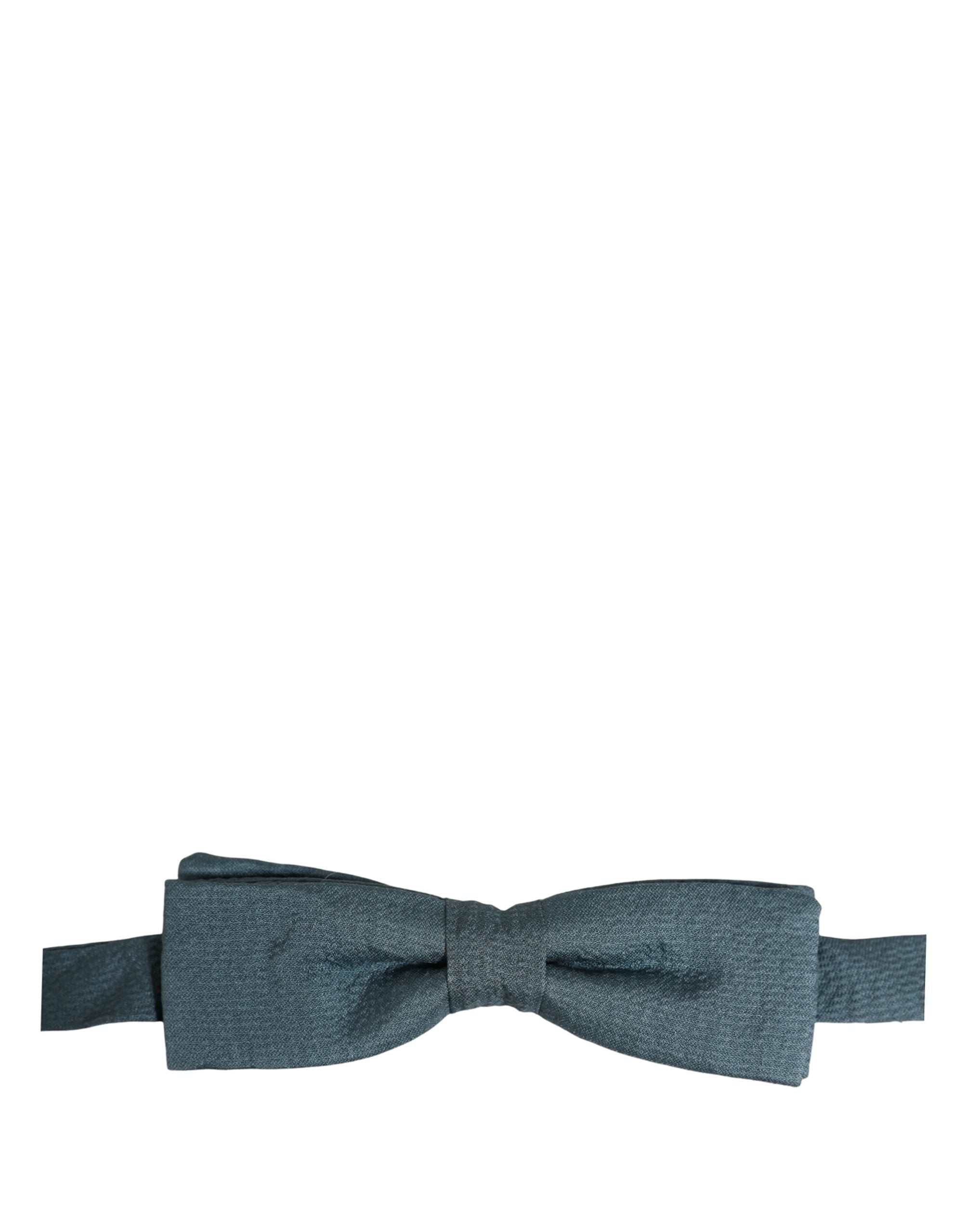 Dolce & Gabbana Men Steel Blue 100% Silk Adjustable Neck Papillon Bow Tie