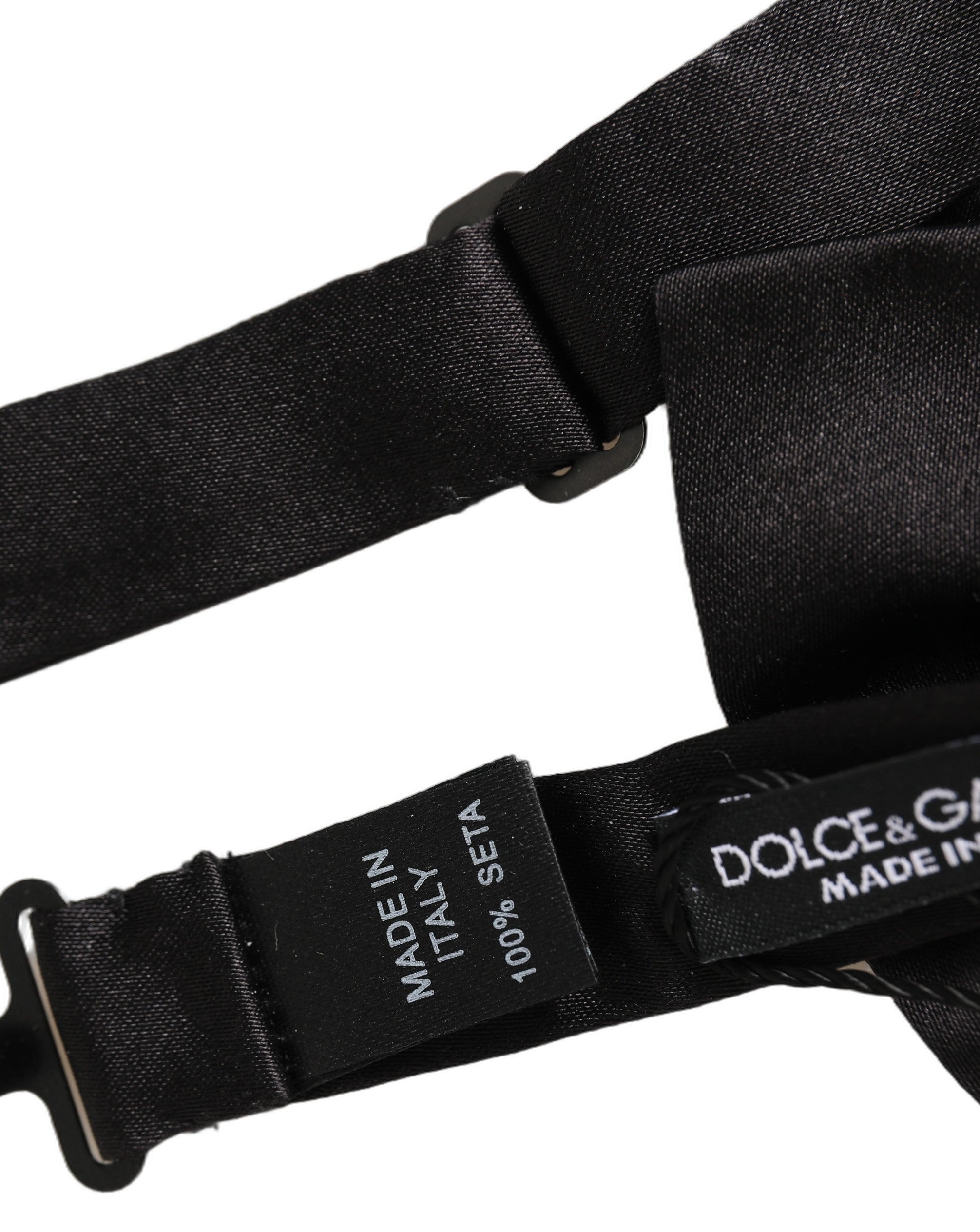 Dolce & Gabbana Men Black 100% Silk Adjustable Neck Papillon Bow Tie