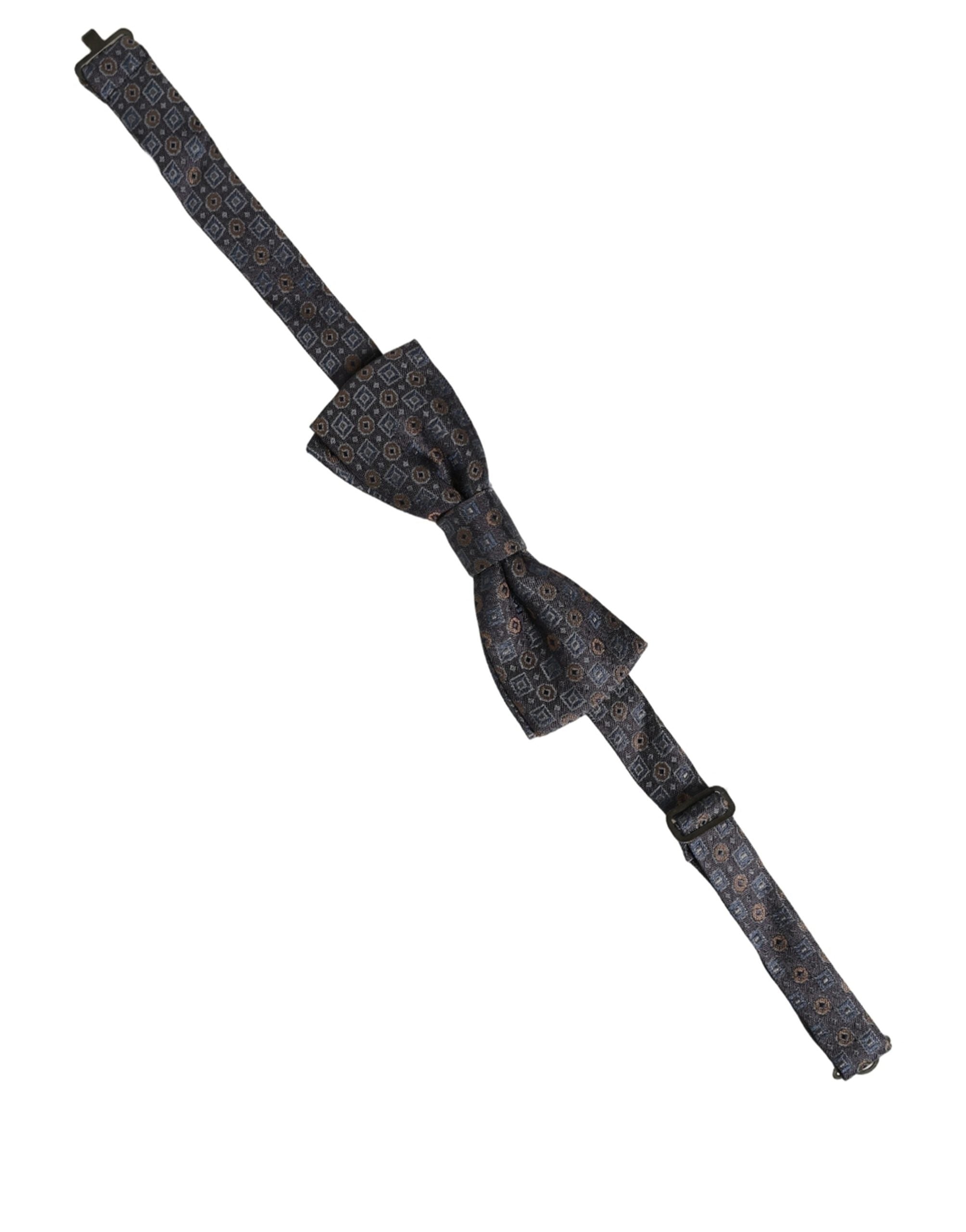 Dolce & Gabbana Men Dark Gray Geometric Adjustable Neck Bow Tie