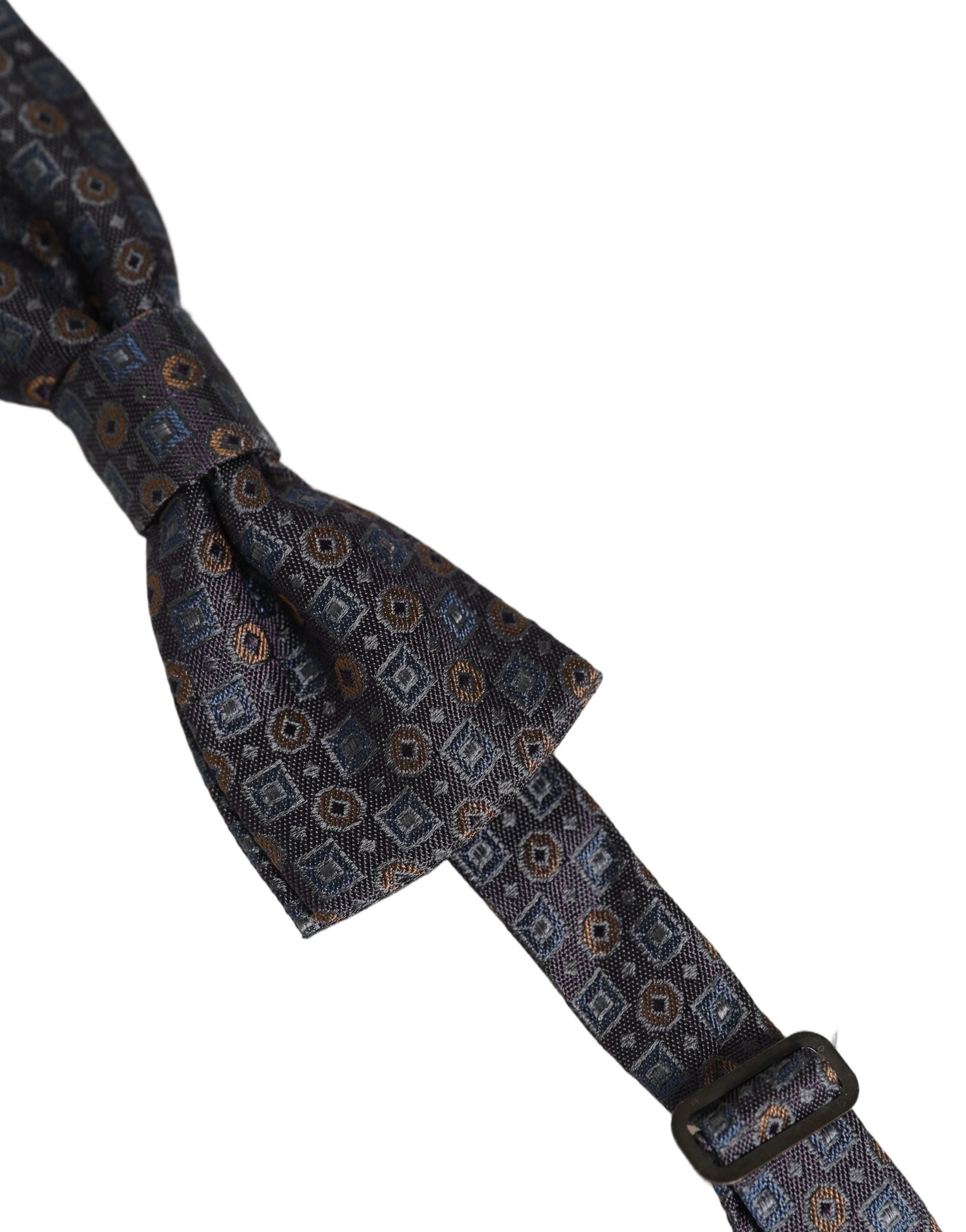 Dolce & Gabbana Men Dark Gray Geometric Adjustable Neck Bow Tie