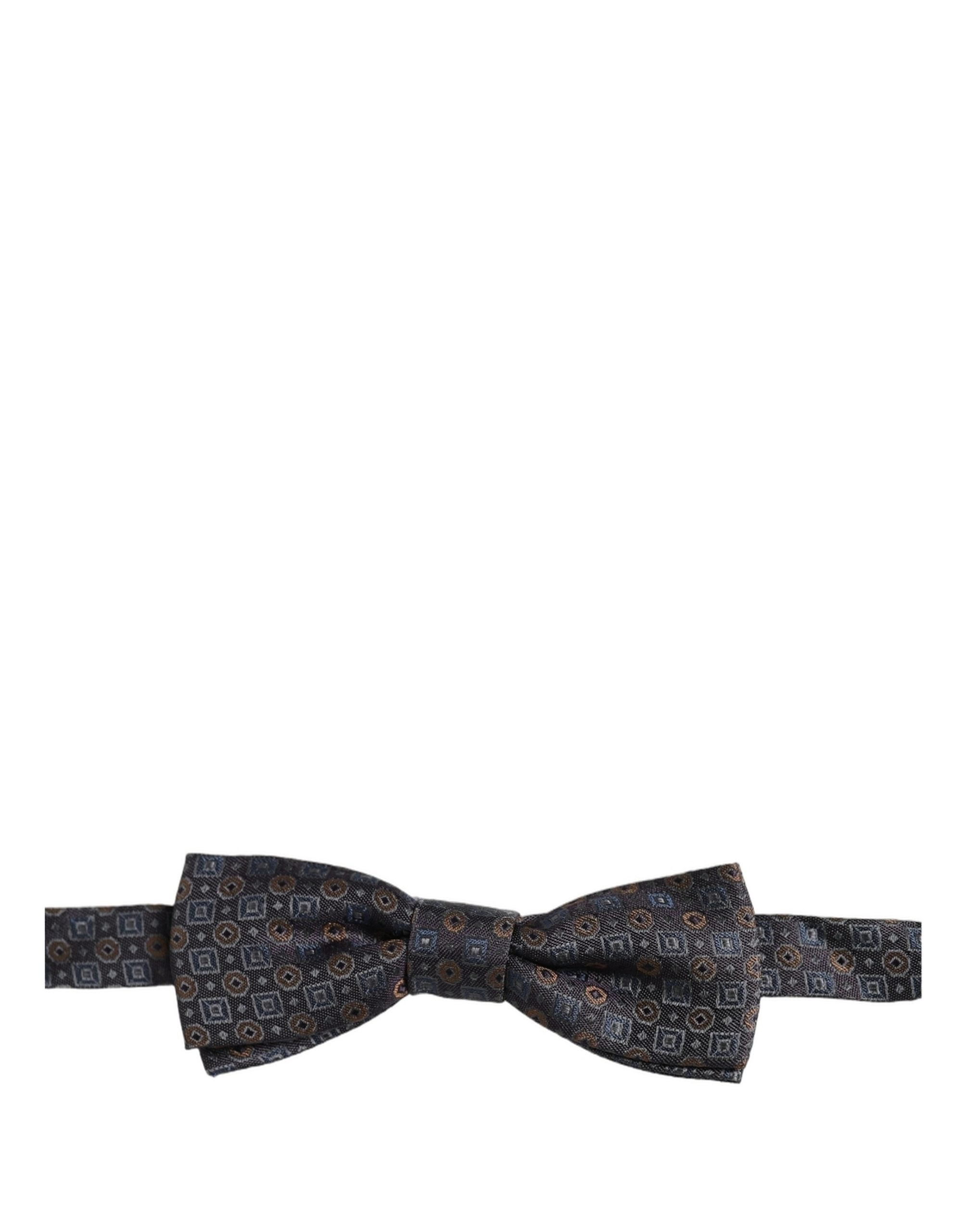 Dolce & Gabbana Men Dark Gray Geometric Adjustable Neck Bow Tie
