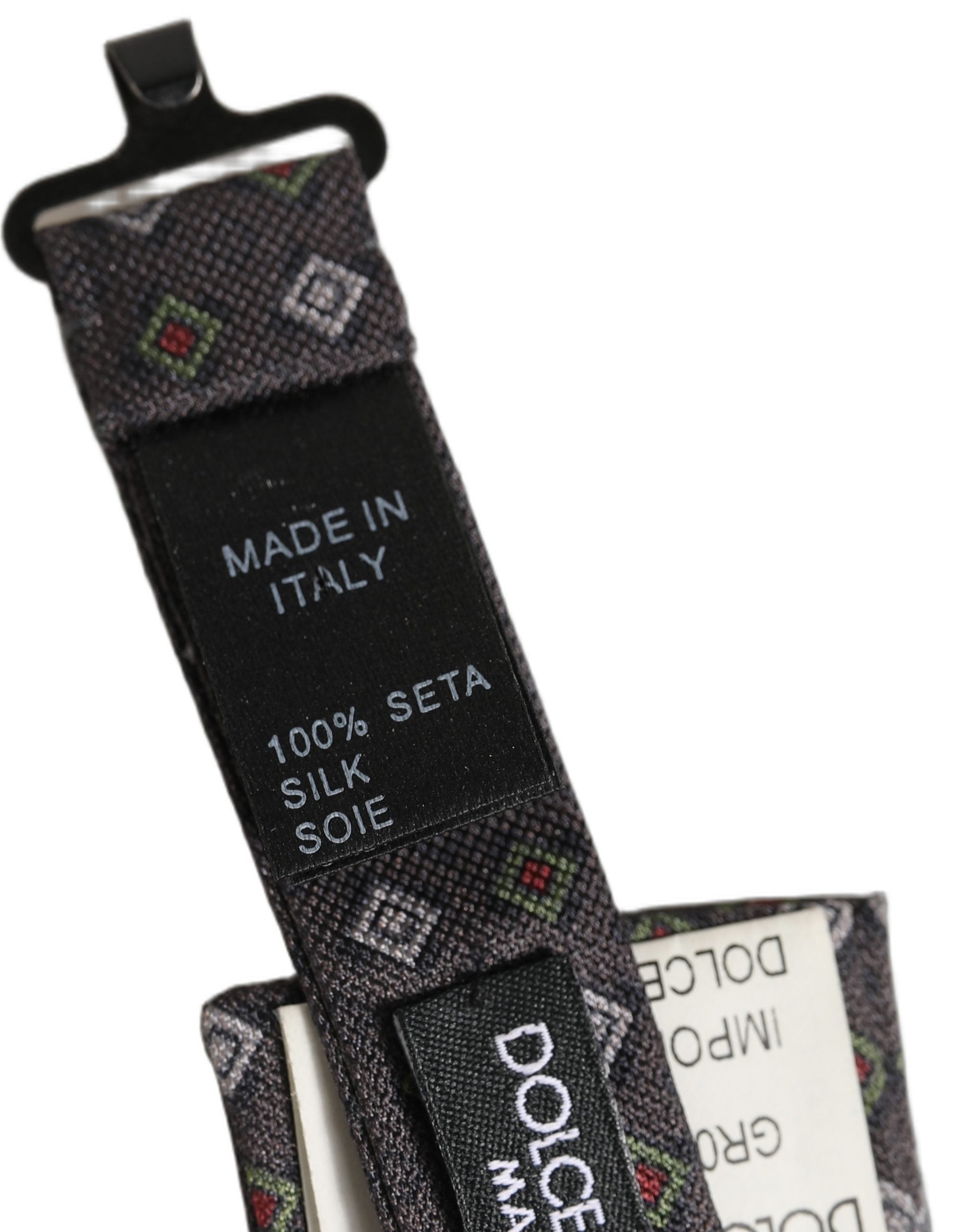 Dolce & Gabbana Men Dark Gray Geometric Adjustable Bow Tie