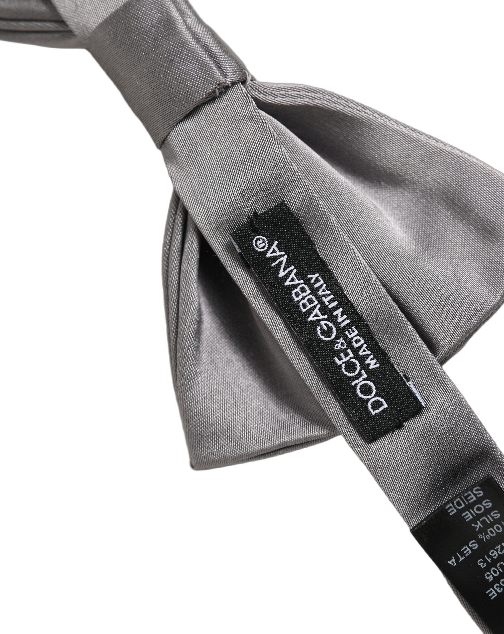 Dolce & Gabbana Men Gray 100% Silk Adjustable Neck Papillon Bow Tie