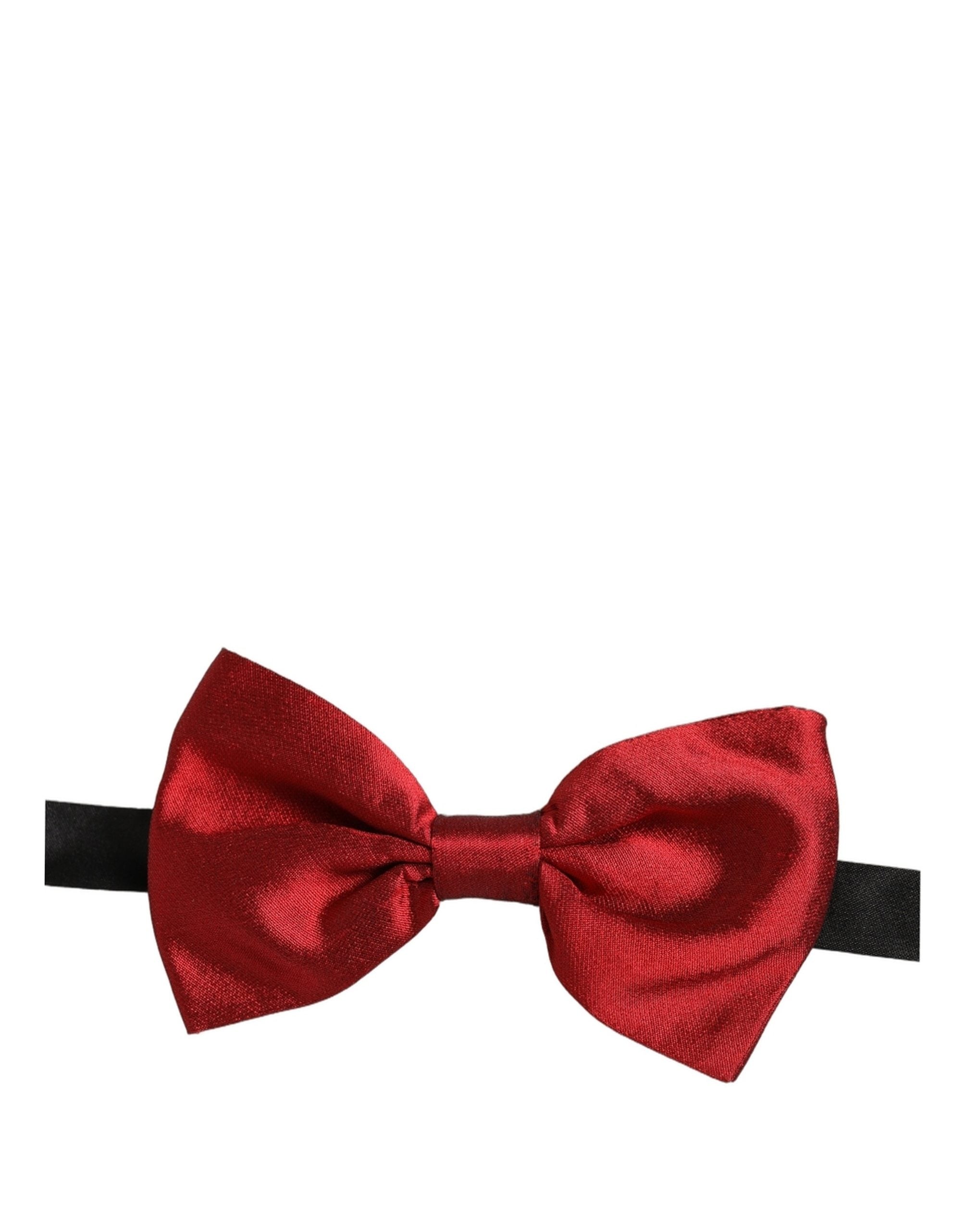 Dolce & Gabbana Men Black Red Silk Adjustable Neck Papillon Bow Tie