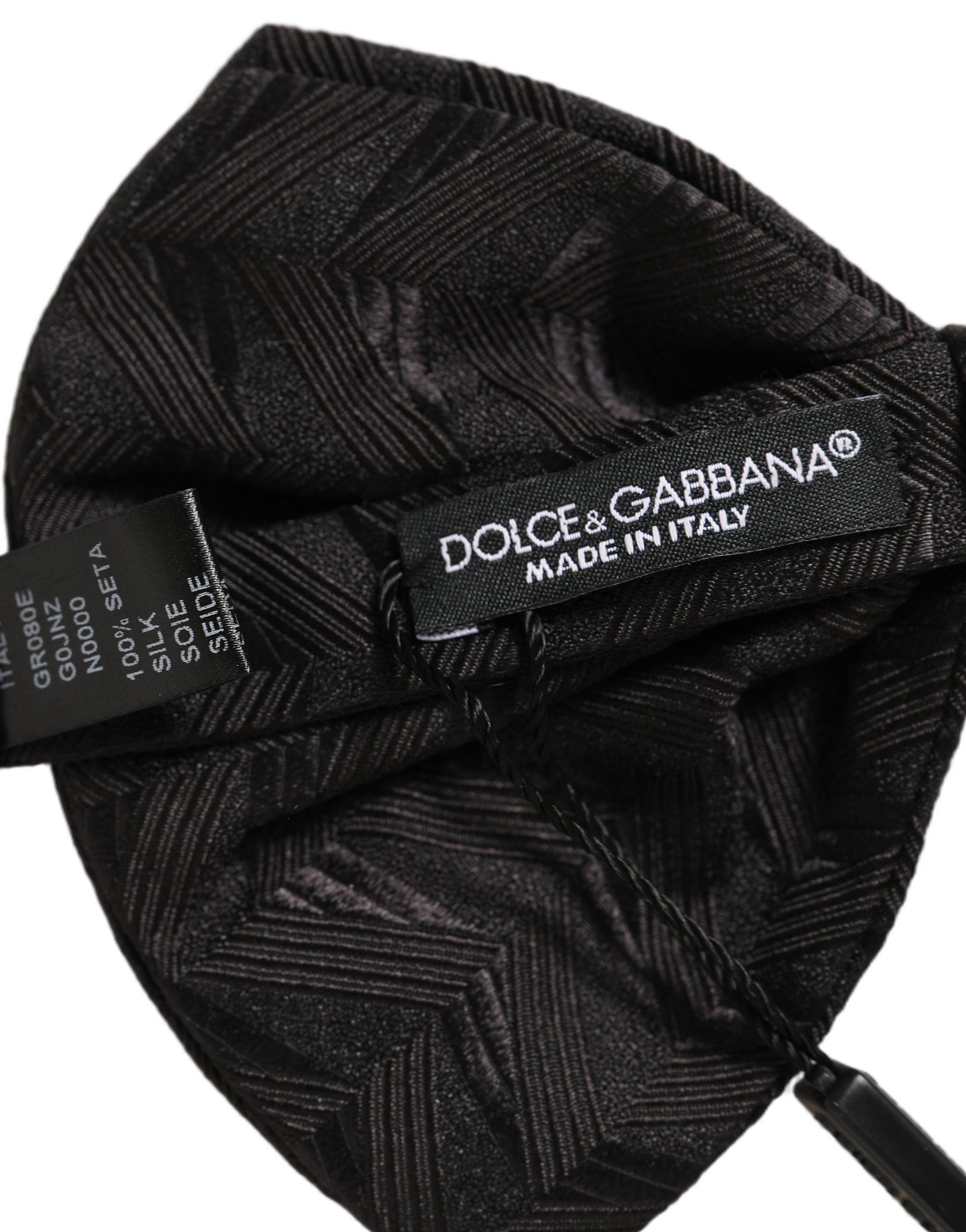 Dolce & Gabbana Men Black Patterned Adjustable Neck Papillon Bow Tie