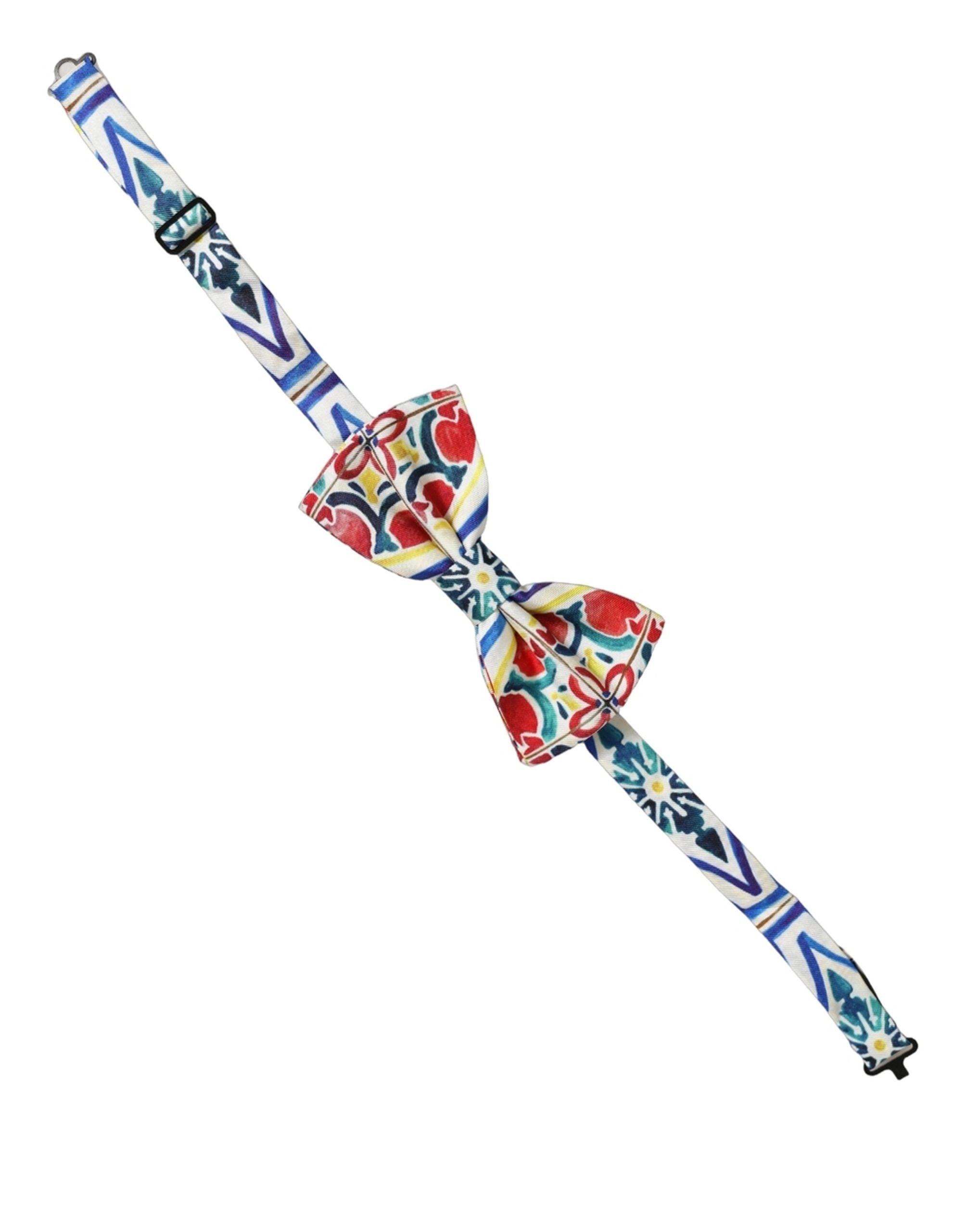 Dolce & Gabbana Men Multicolor Majolica Adjustable Neck Papillon Bow Tie