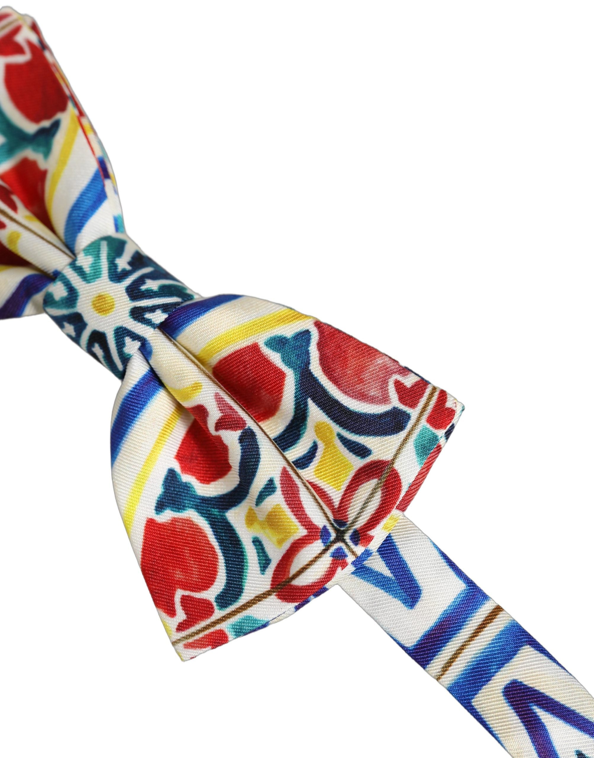 Dolce & Gabbana Men Multicolor Majolica Adjustable Neck Papillon Bow Tie