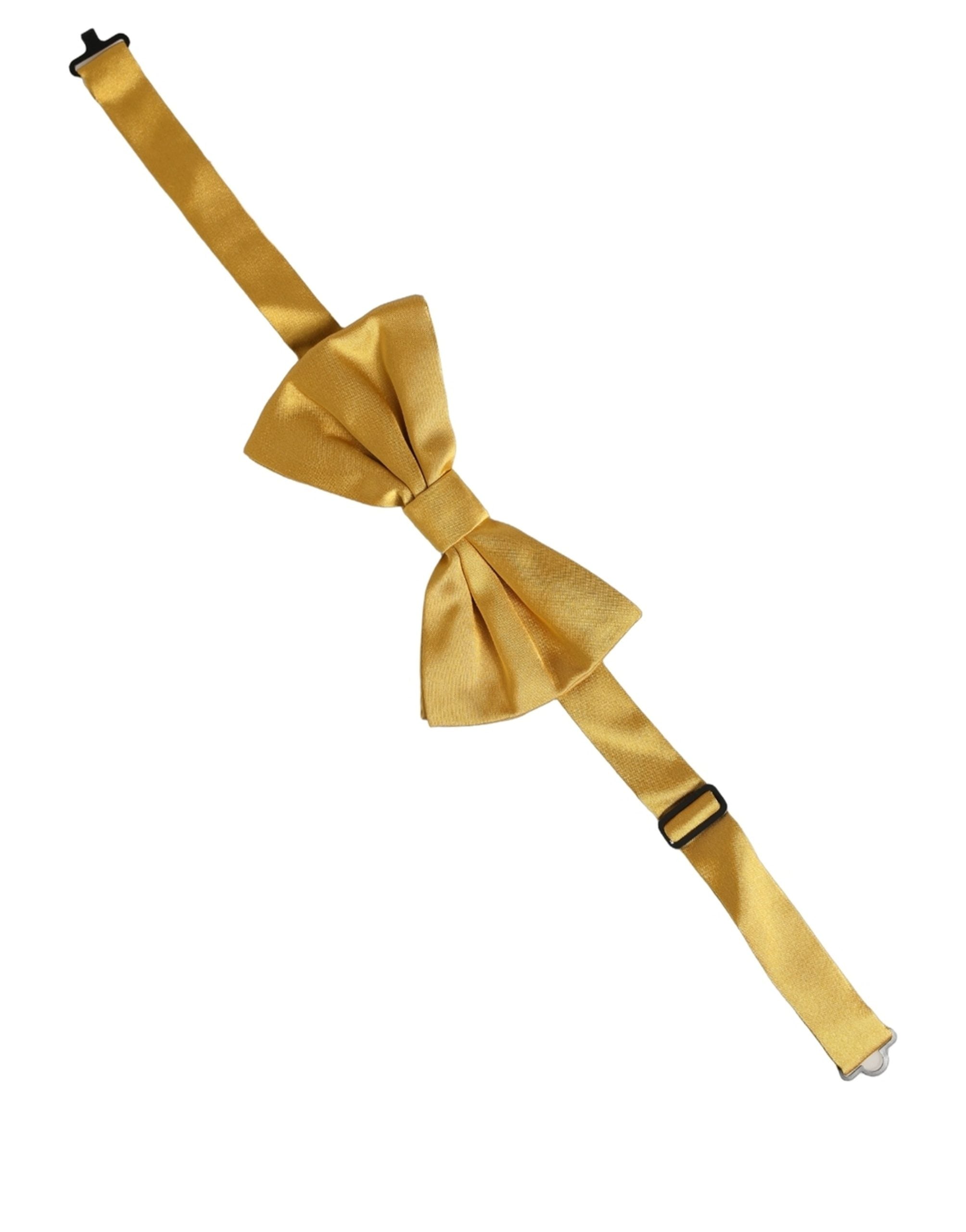 Dolce & Gabbana Men Yellow 100% Silk Adjustable Neck Papillon Bow Tie