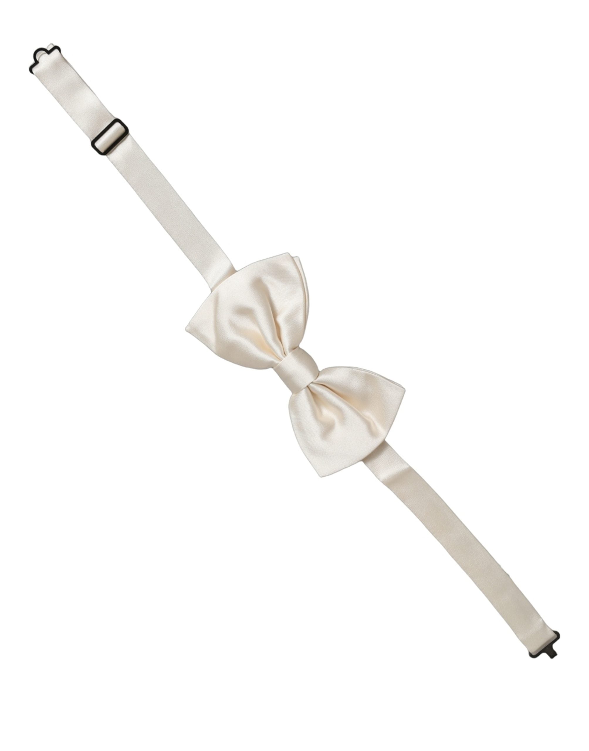Dolce & Gabbana Men White 100% Silk Adjustable Neck Papillon Bow Tie