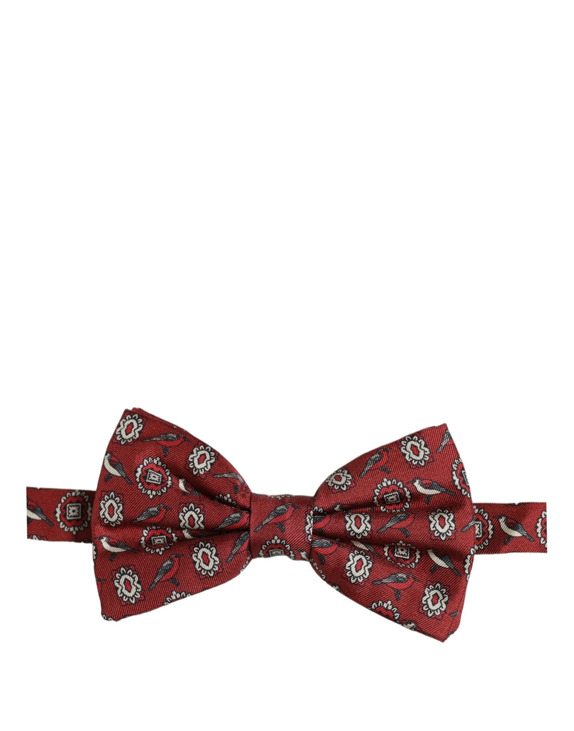 Dolce & Gabbana Men Bordeaux Floral Adjustable Neck Papillon Bow Tie