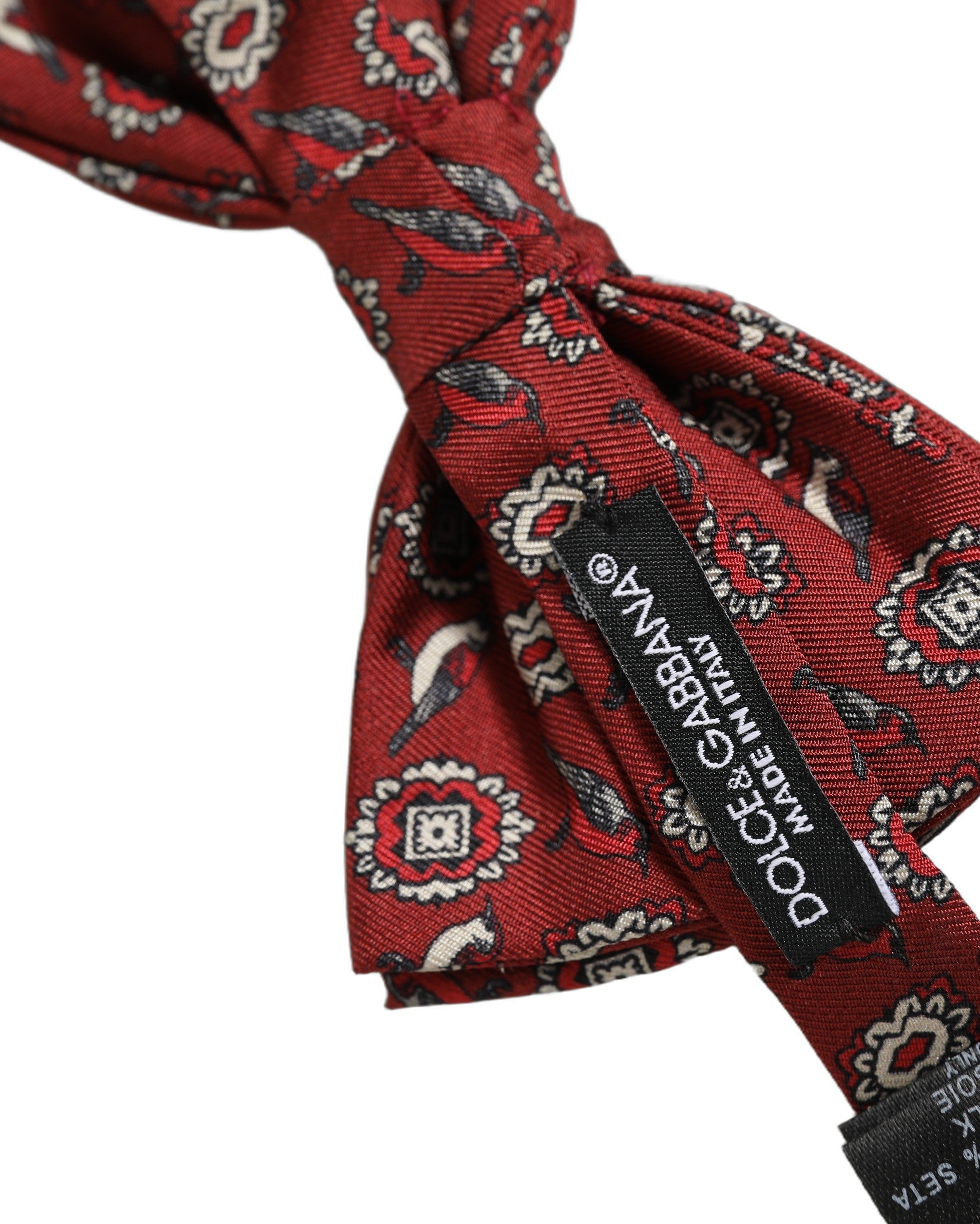 Dolce & Gabbana Men Bordeaux Floral Adjustable Neck Papillon Bow Tie