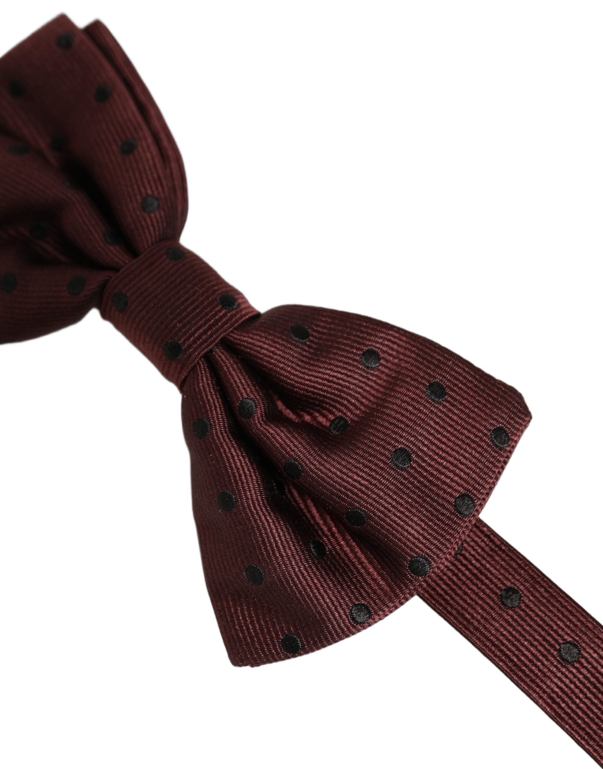 Dolce & Gabbana Burgundy Polka Dot Silk Adjustable Neck Papillon Bow Tie