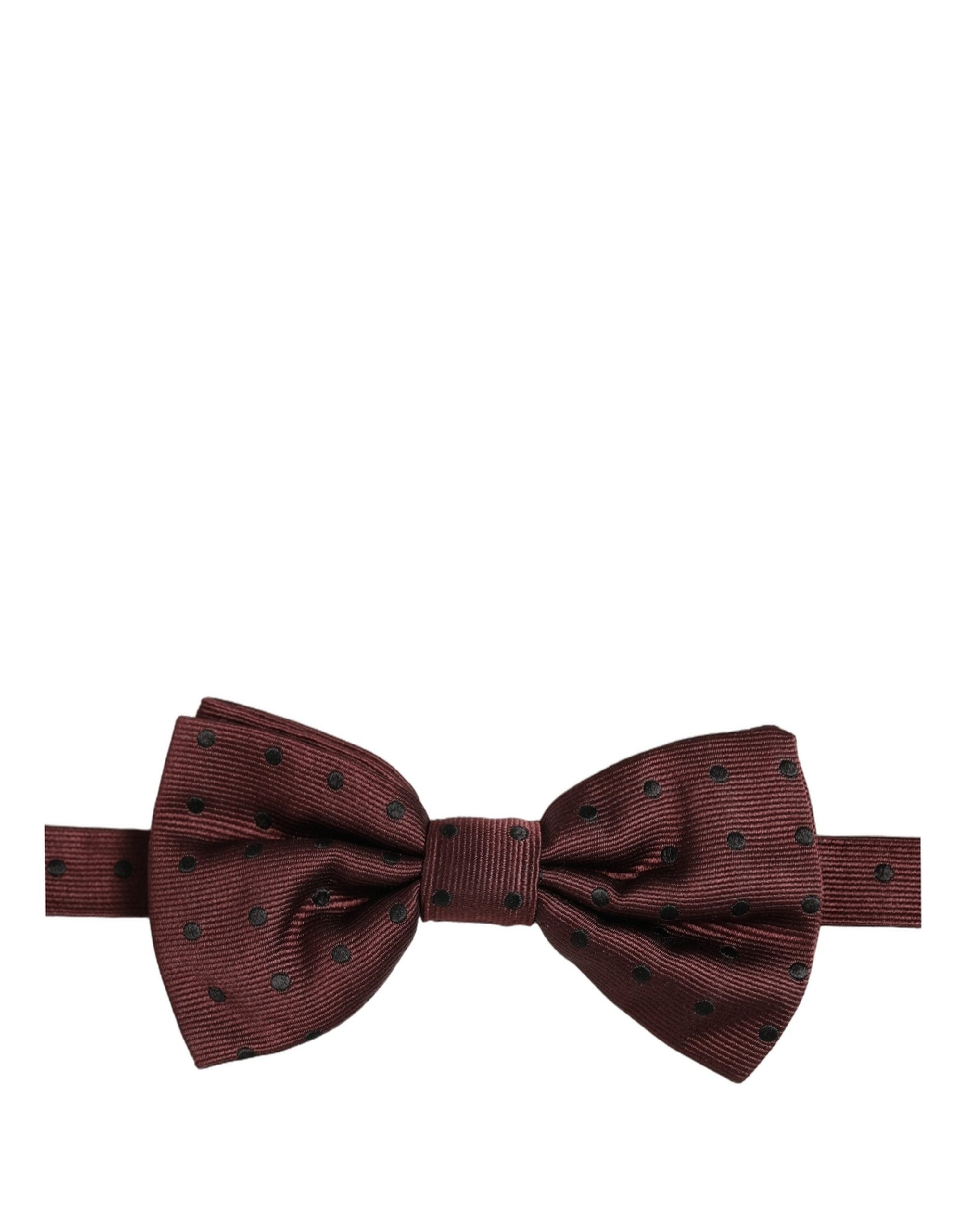 Dolce & Gabbana Burgundy Polka Dot Silk Adjustable Neck Papillon Bow Tie