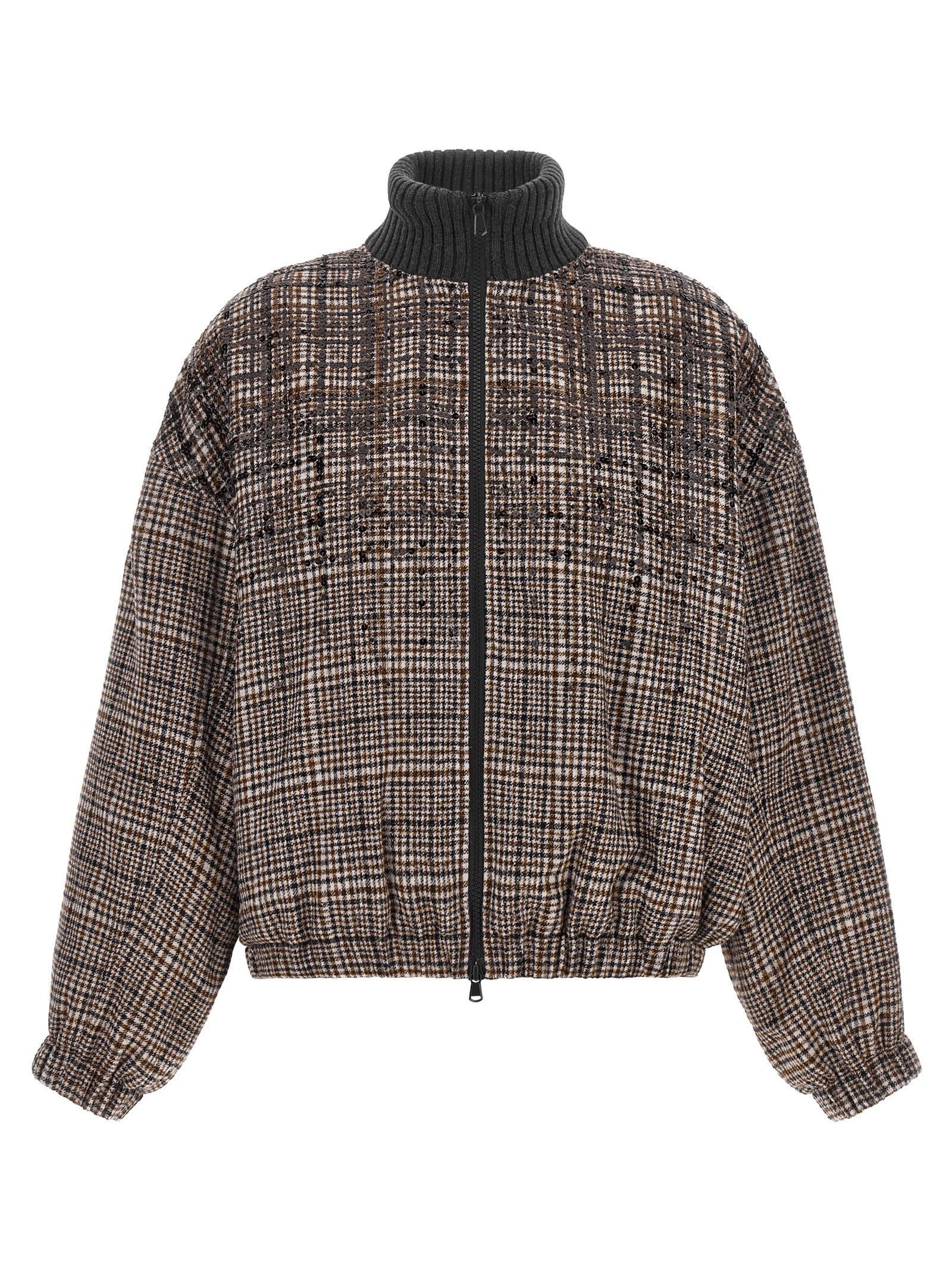 Brunello Cucinelli Brown Alpaca Leather Bomber