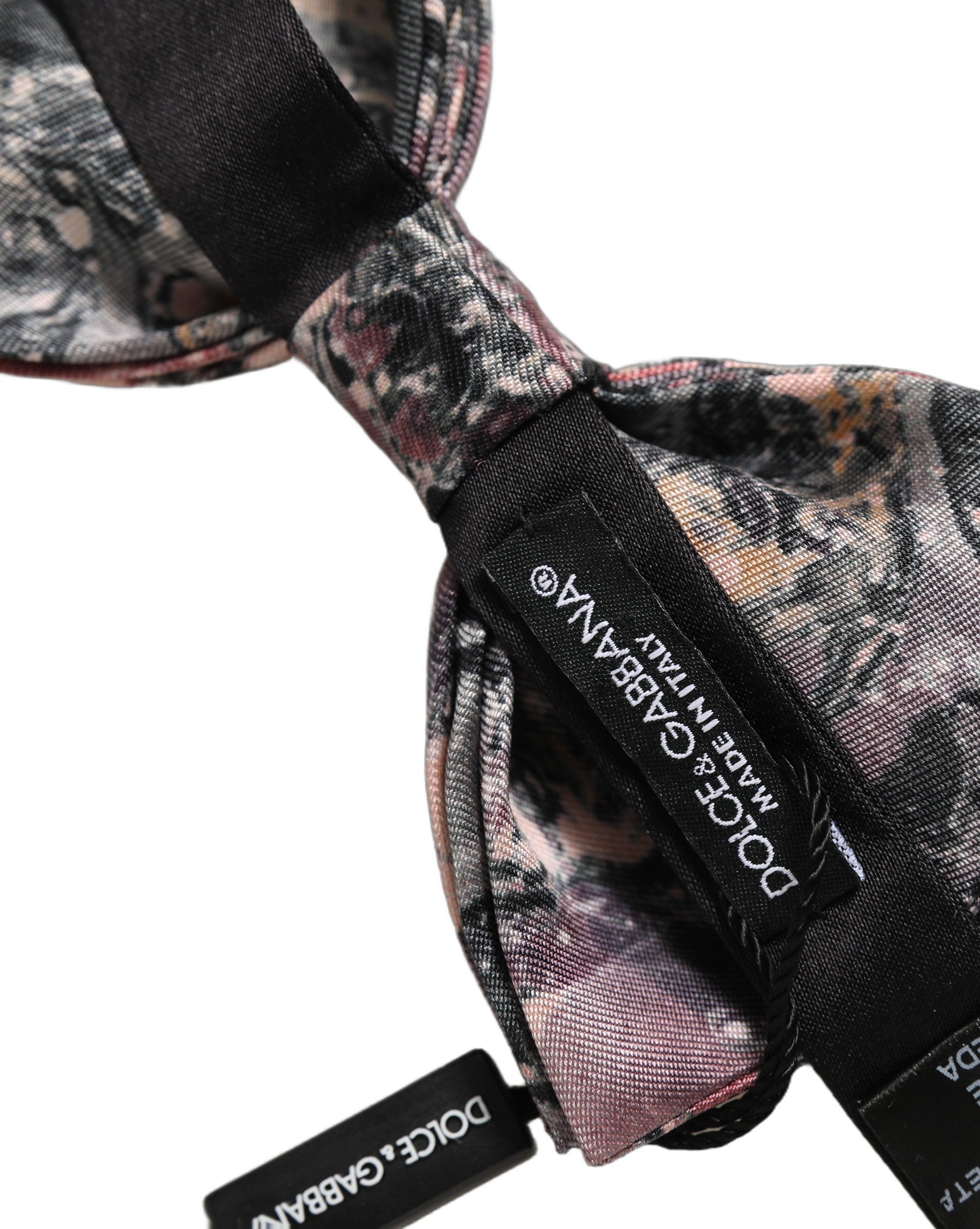 Dolce & Gabbana Multicolor Marble Silk Adjustable Neck Papillon Bow Tie