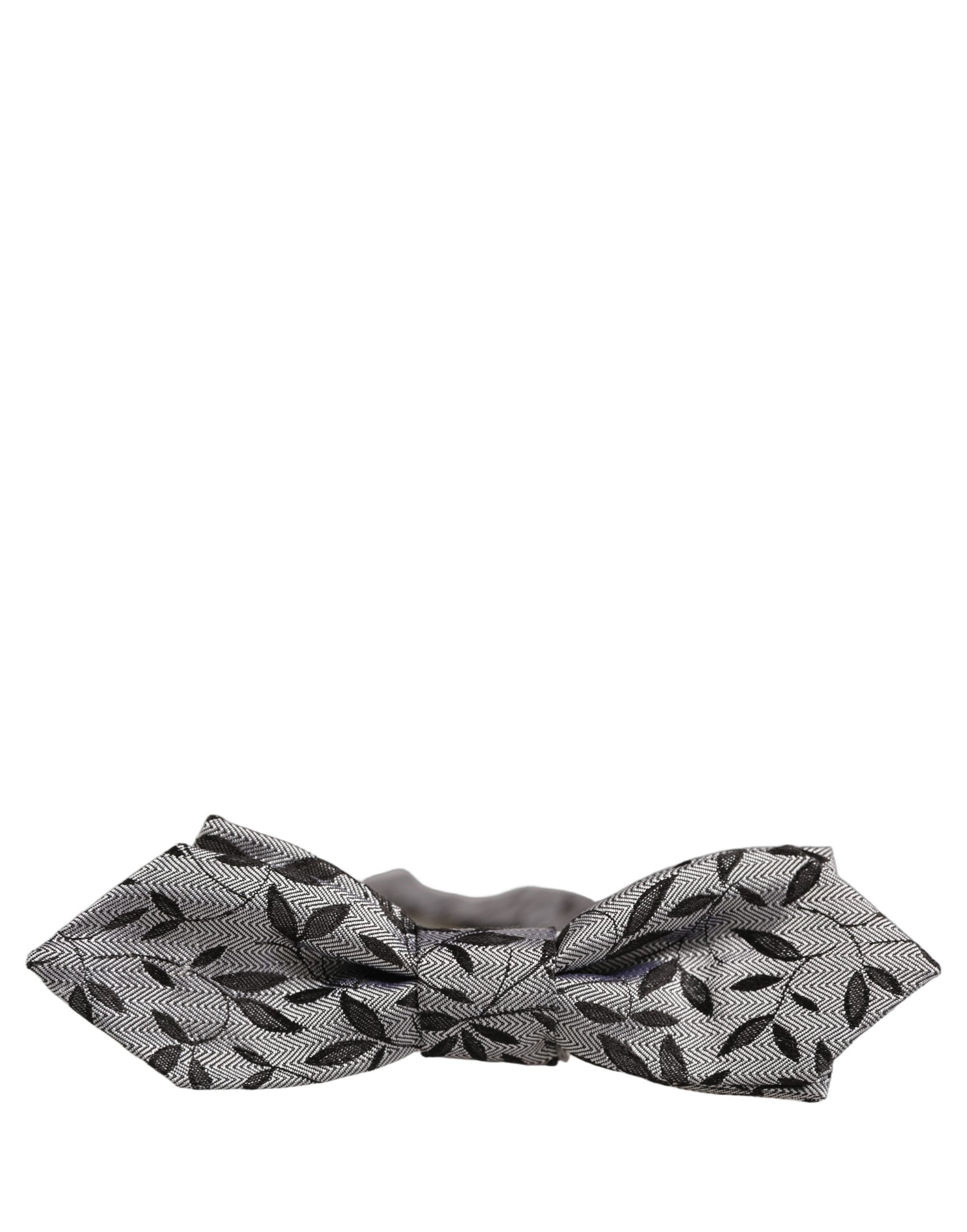 Dolce & Gabbana Men Gray Abstract Silk Adjustable Neck Papillon Bow Tie