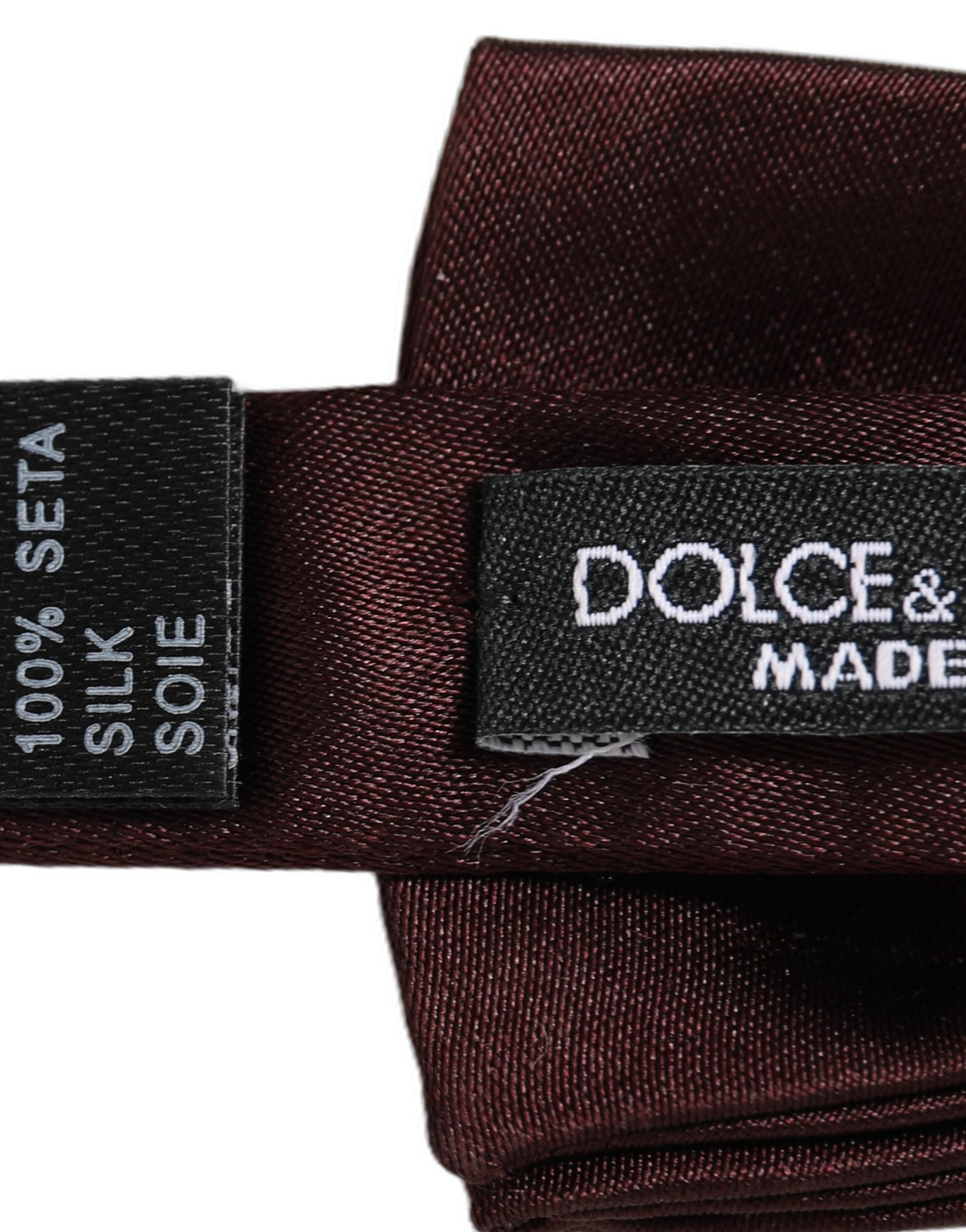 Dolce & Gabbana Men Brown 100% Silk Adjustable Neck Papillon Bow Tie