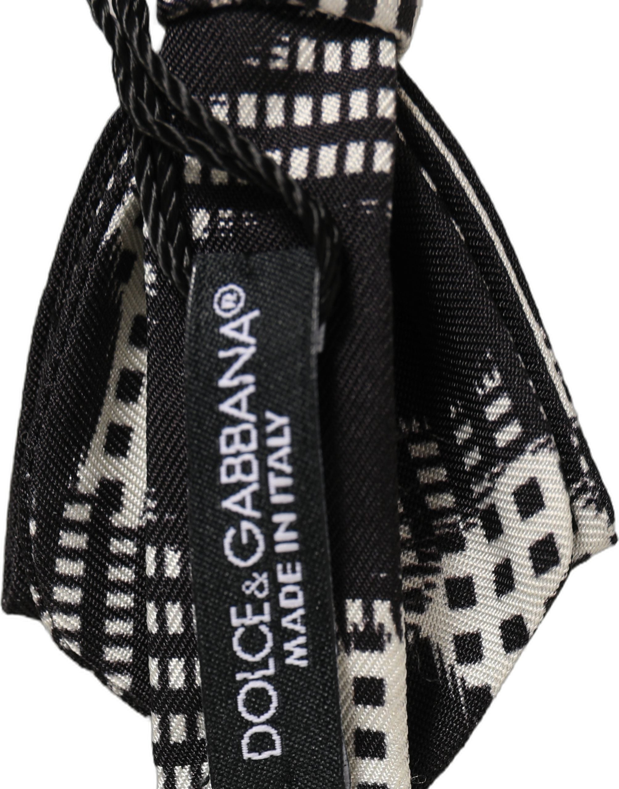 Dolce & Gabbana Black White Checkered Adjustable Neck Papillon Bow Tie