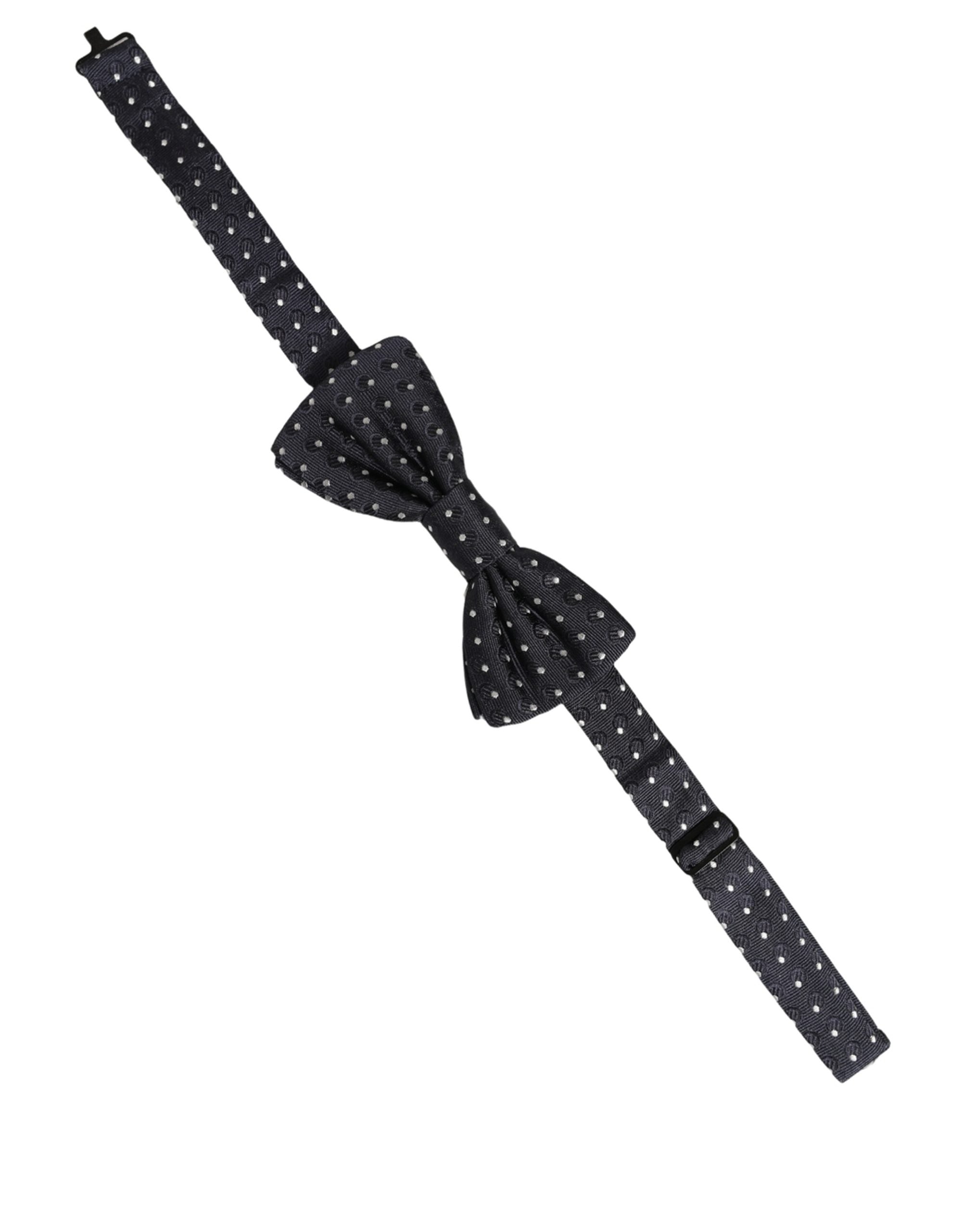 Dolce & Gabbana Black White Polka Dot Adjustable Neck Papillon Bow Tie