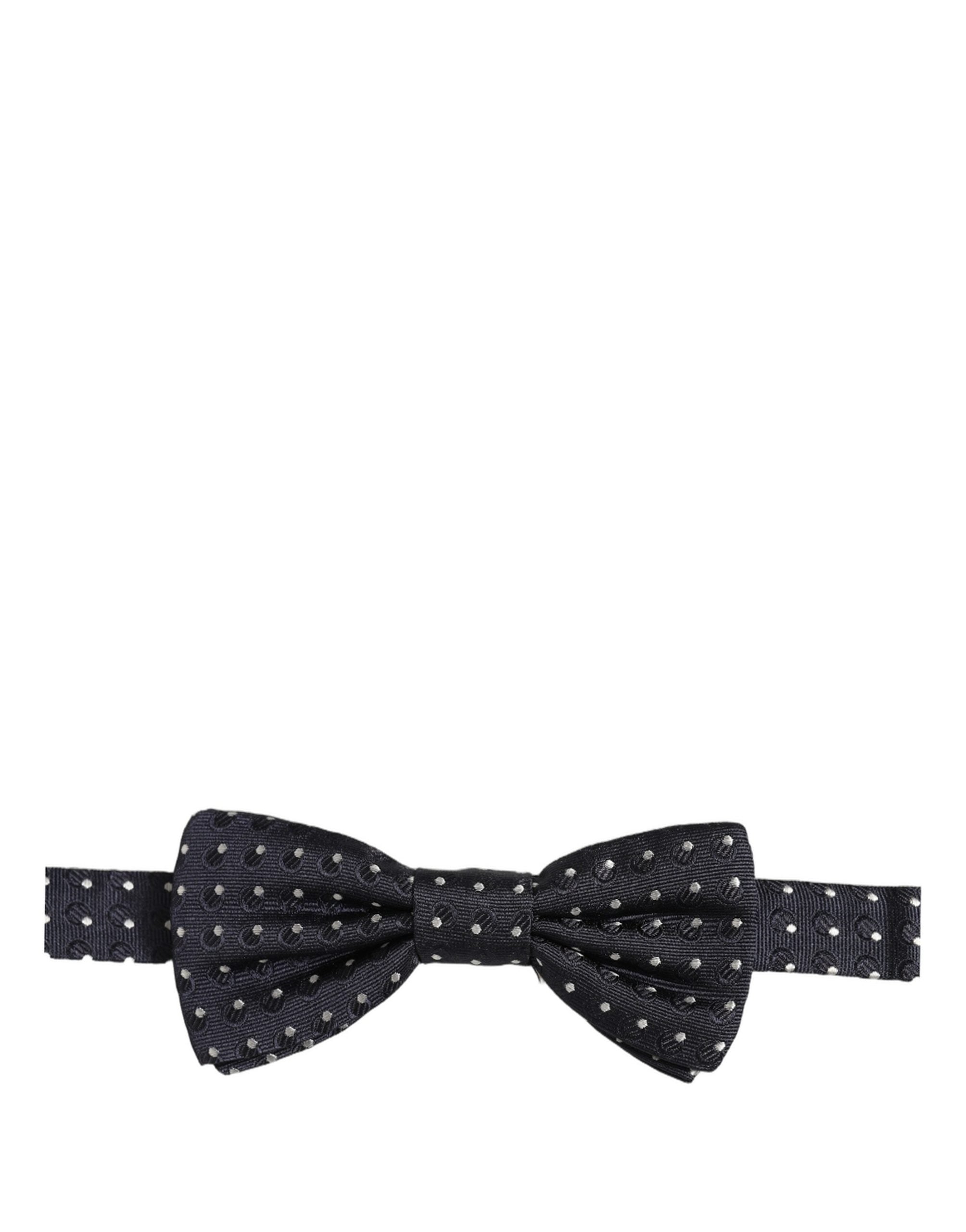 Dolce & Gabbana Black White Polka Dot Adjustable Neck Papillon Bow Tie