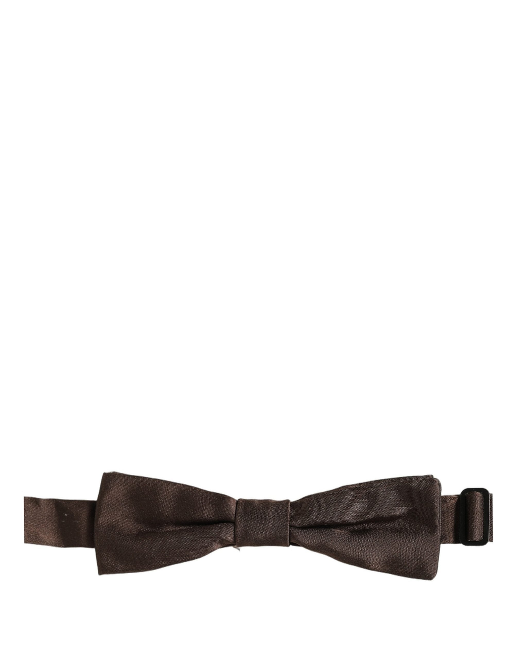 Dolce & Gabbana Men Brown 100% Silk Adjustable Neck Papillon Bow Tie