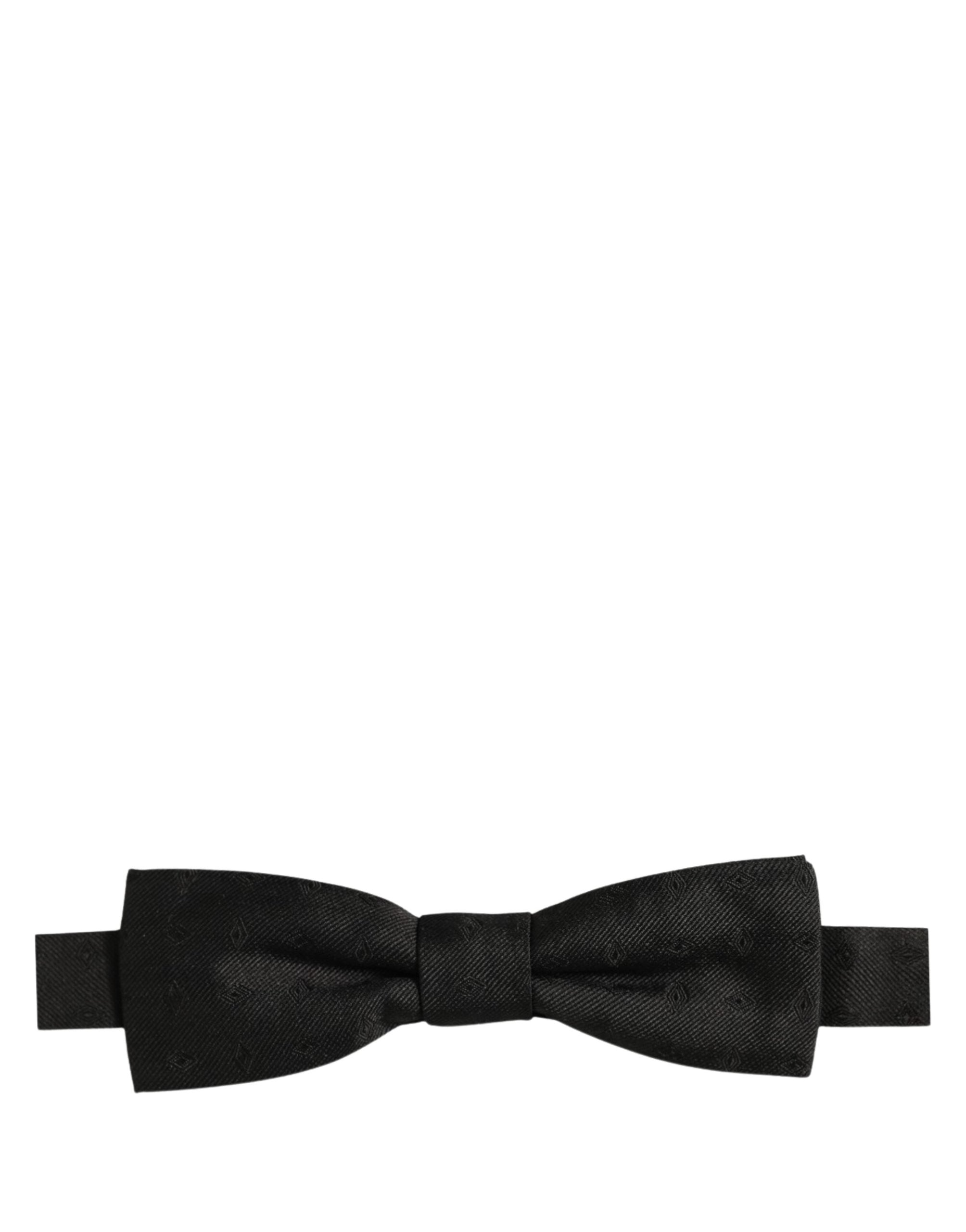 Dolce & Gabbana Men Black 100% Silk Adjustable Neck Papillon Bow Tie