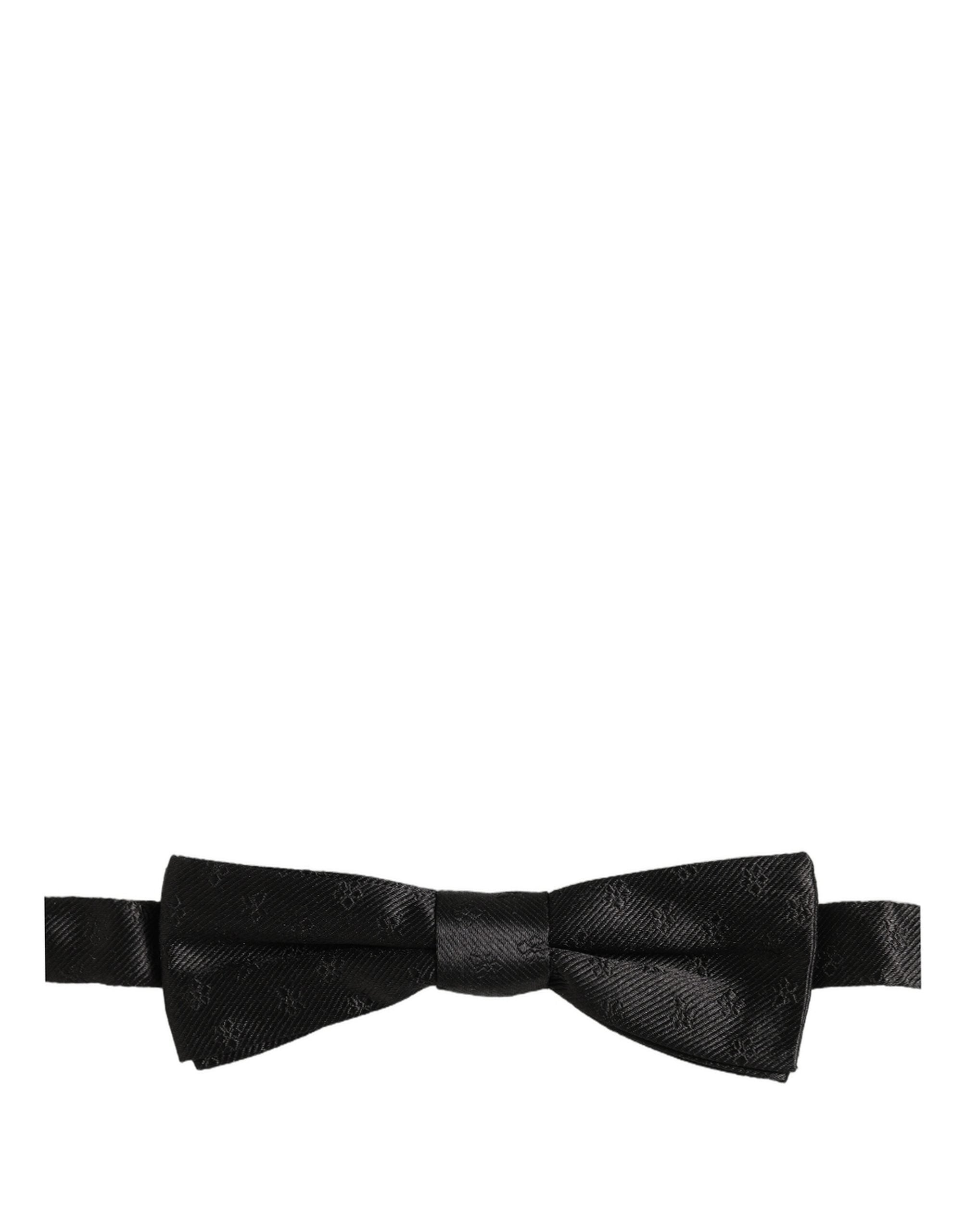 Dolce & Gabbana Men Black Floral Silk Adjustable Neck Papillon Bow Tie