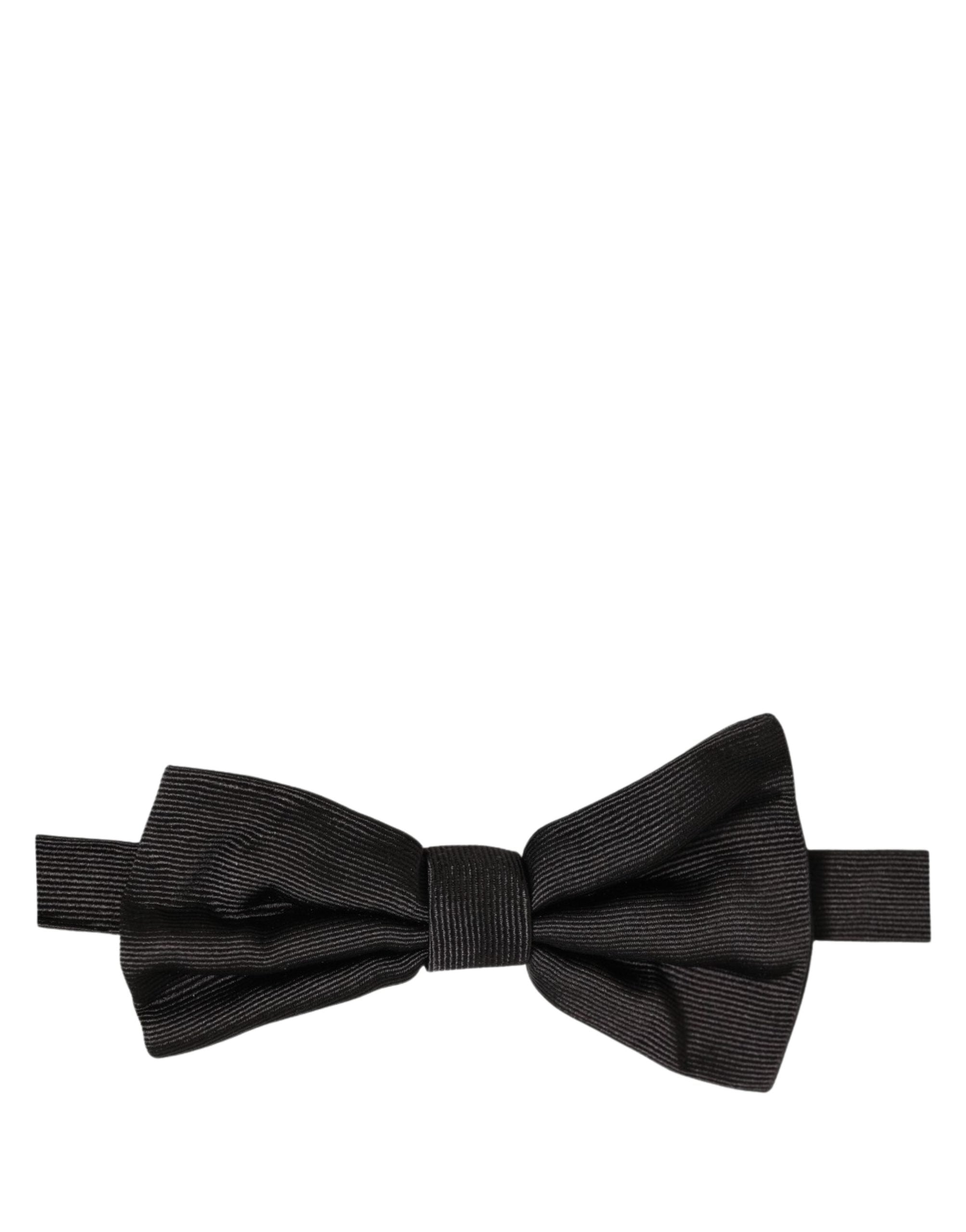 Dolce & Gabbana Men Black 100% Silk Adjustable Neck Papillon Bow Tie