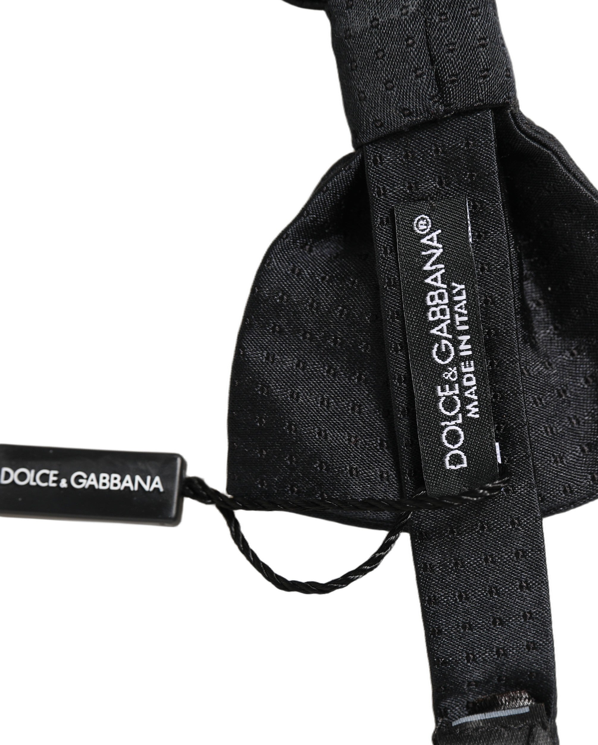 Dolce & Gabbana Men Black 100% Silk Adjustable Neck Papillon Bow Tie