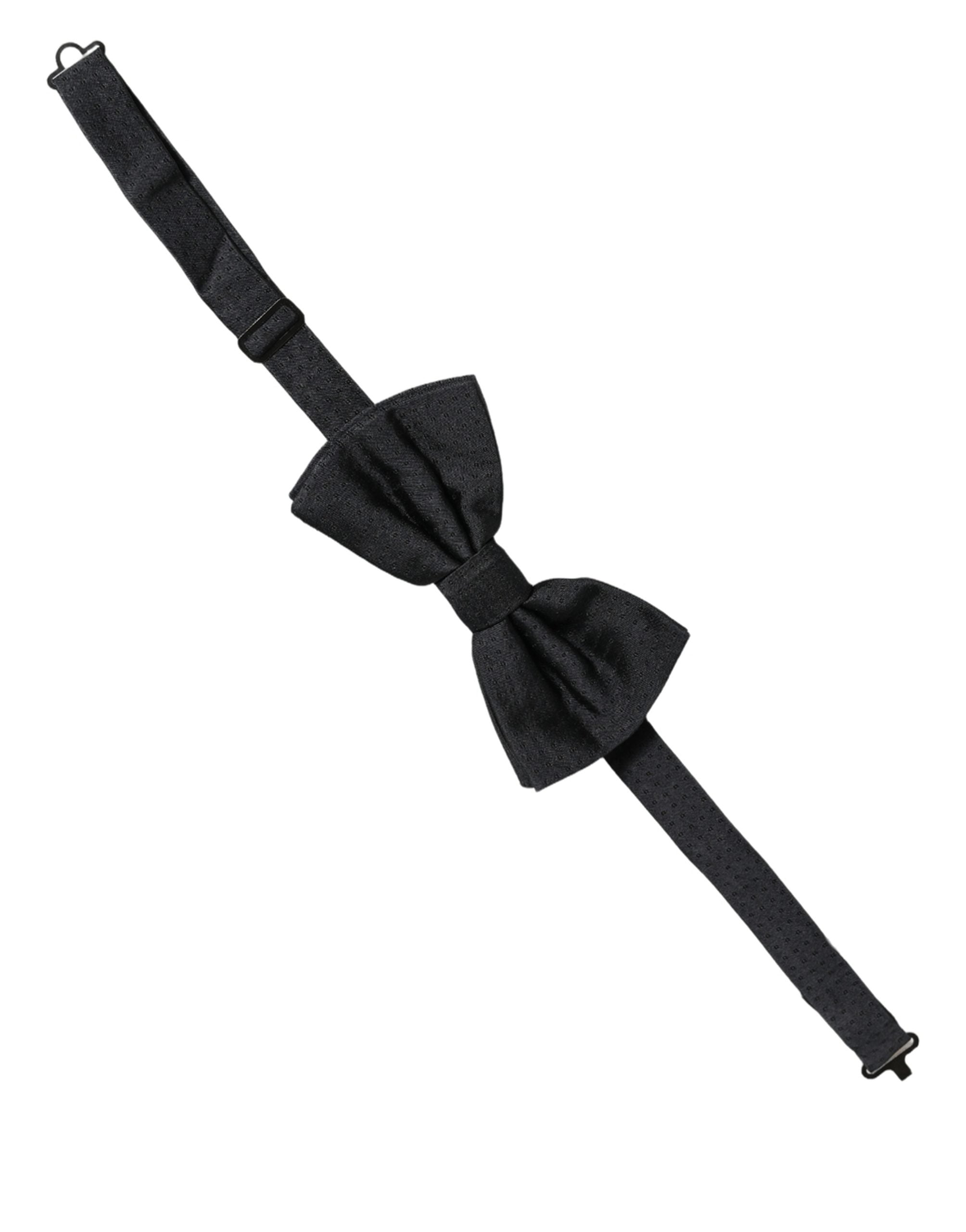 Dolce & Gabbana Men Black 100% Silk Adjustable Neck Papillon Bow Tie