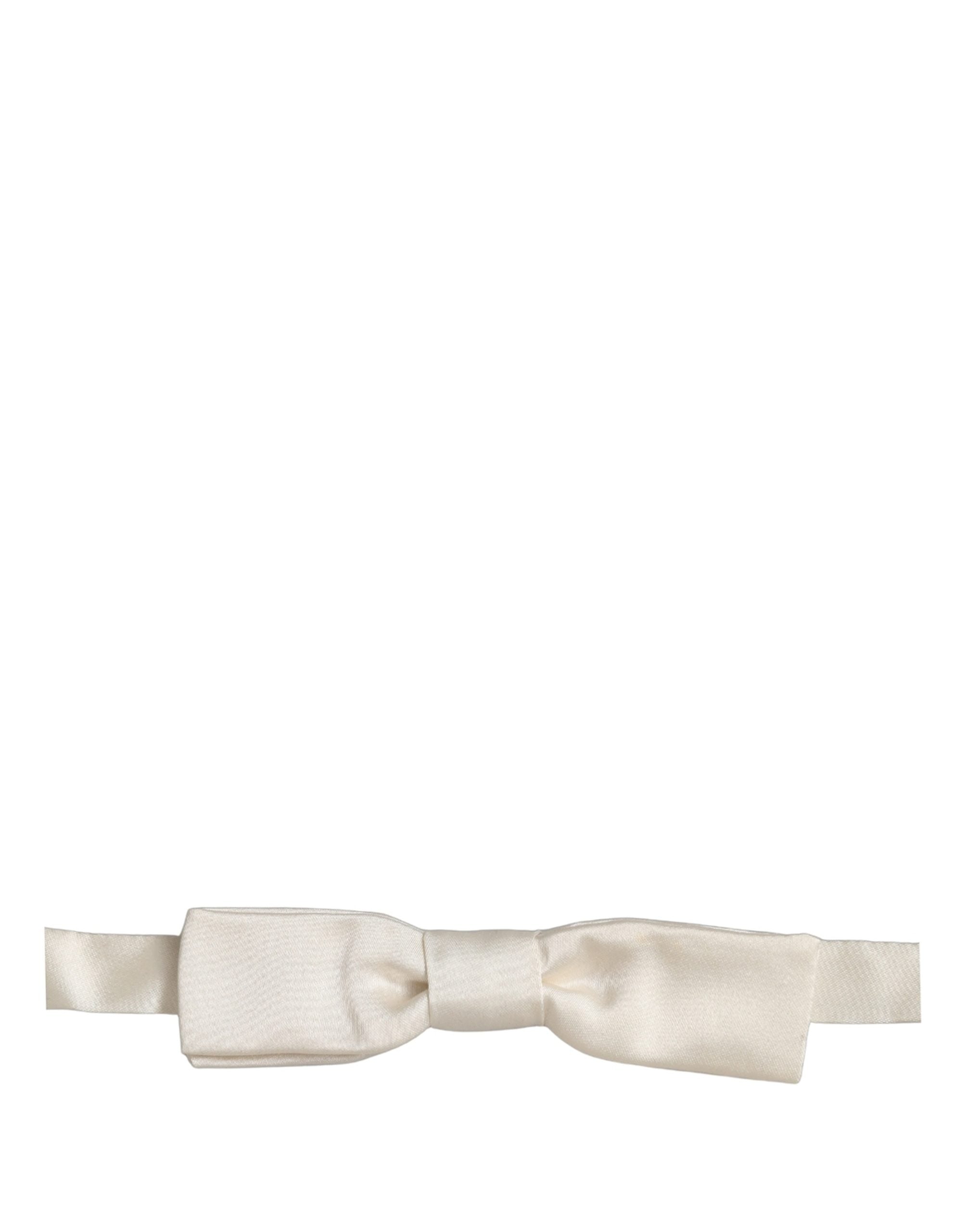 Dolce & Gabbana Men White 100% Silk Adjustable Neck Papillon Bow Tie